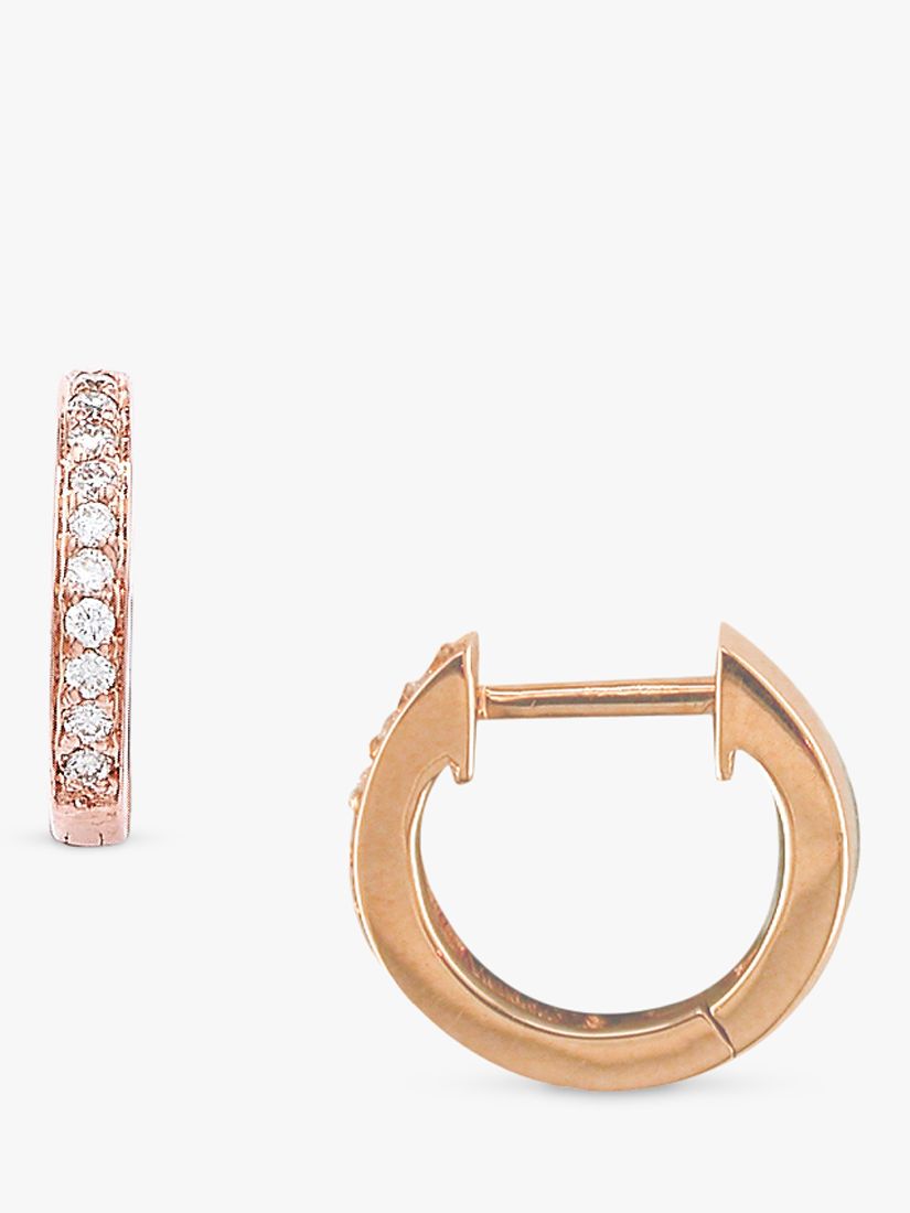 London Road 9ct Rose Gold Diamond Hoop Earrings at JohnLewis