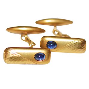 Gold/Sapphire Oblong Cufflinks,