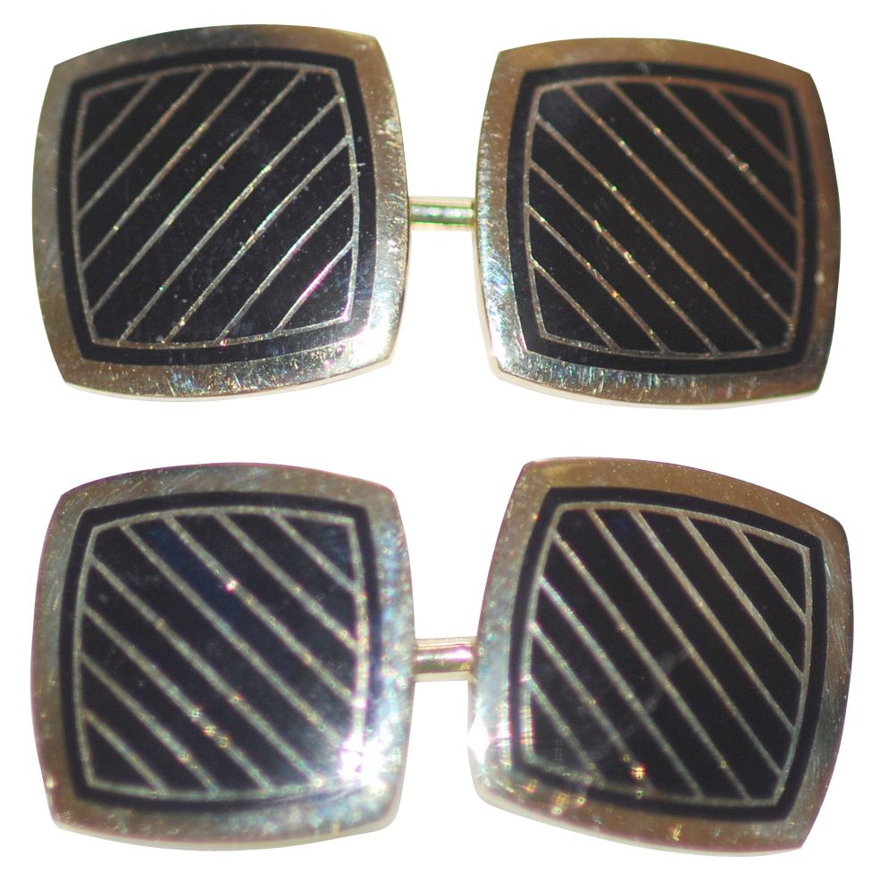 Art Deco Gold Cufflinks, Metallics,