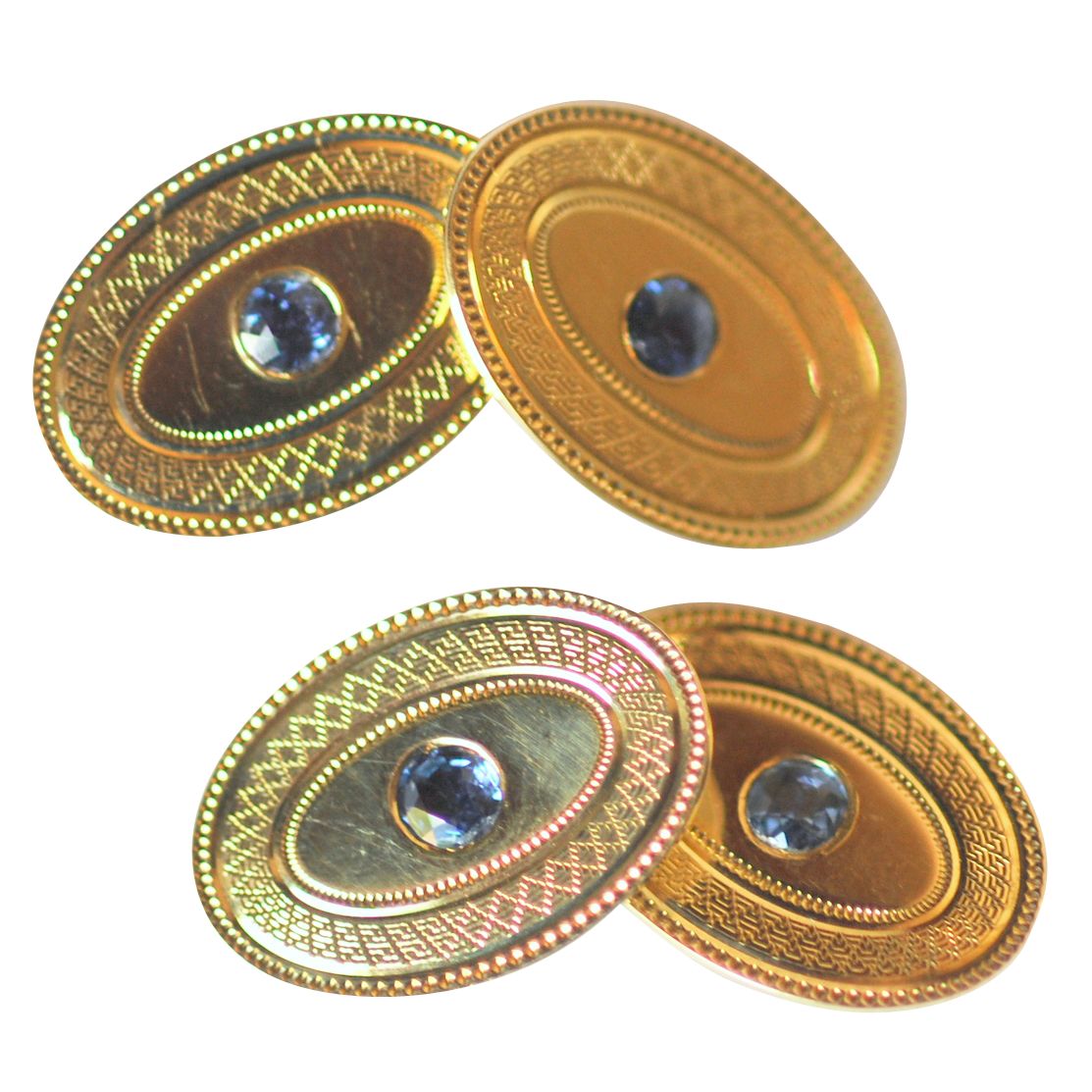 Gold/Sapphire Cufflinks, Metallics,