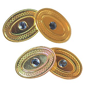 Gold/Sapphire Cufflinks, Metallics,