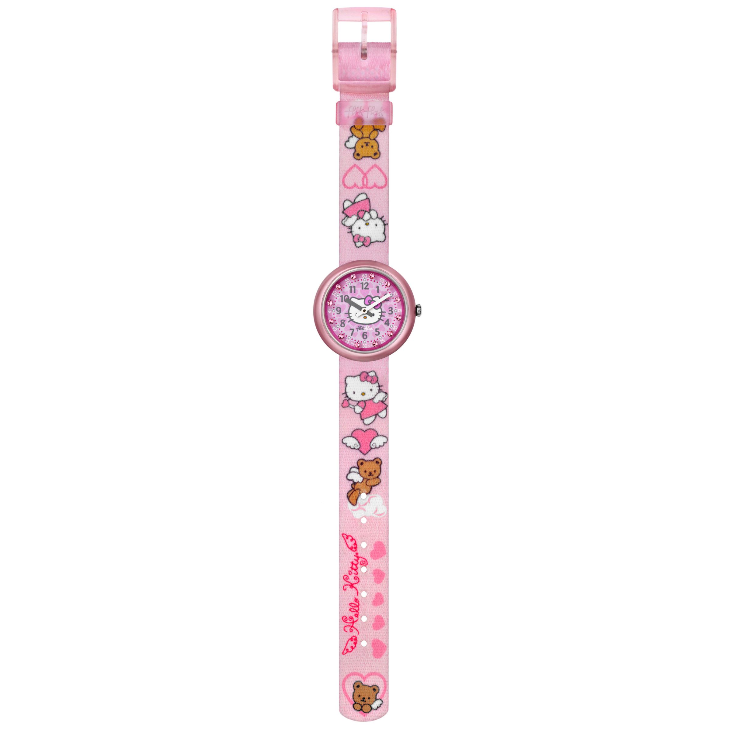 Swatch Flik Flak FLN028 Girl's Hello Kitty Angel Watch, Pink