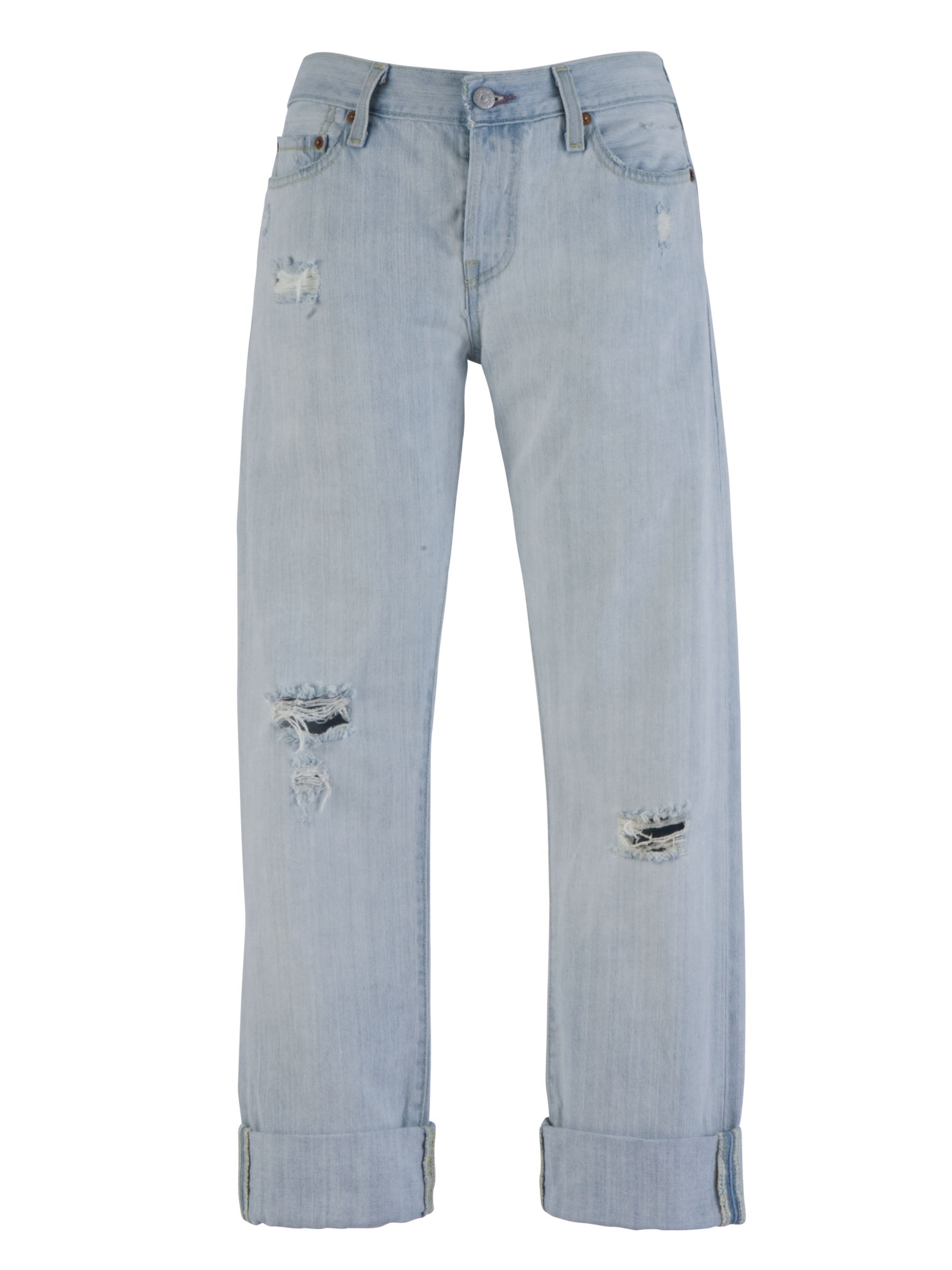 Levi's 501 Mid Rise Boyfriend Jeans, Destructed Bleach