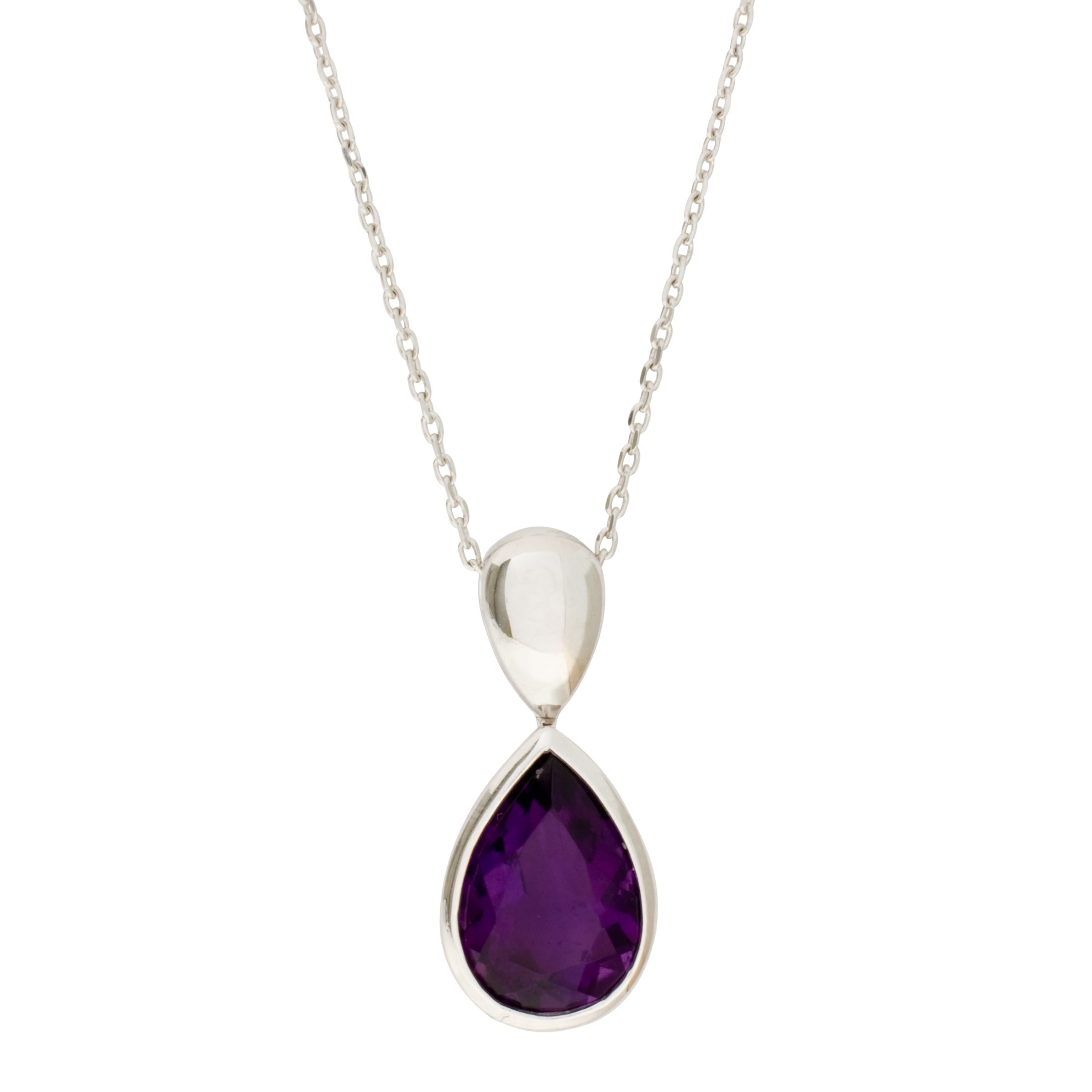 White Gold Amethyst Pendant Necklace at John Lewis