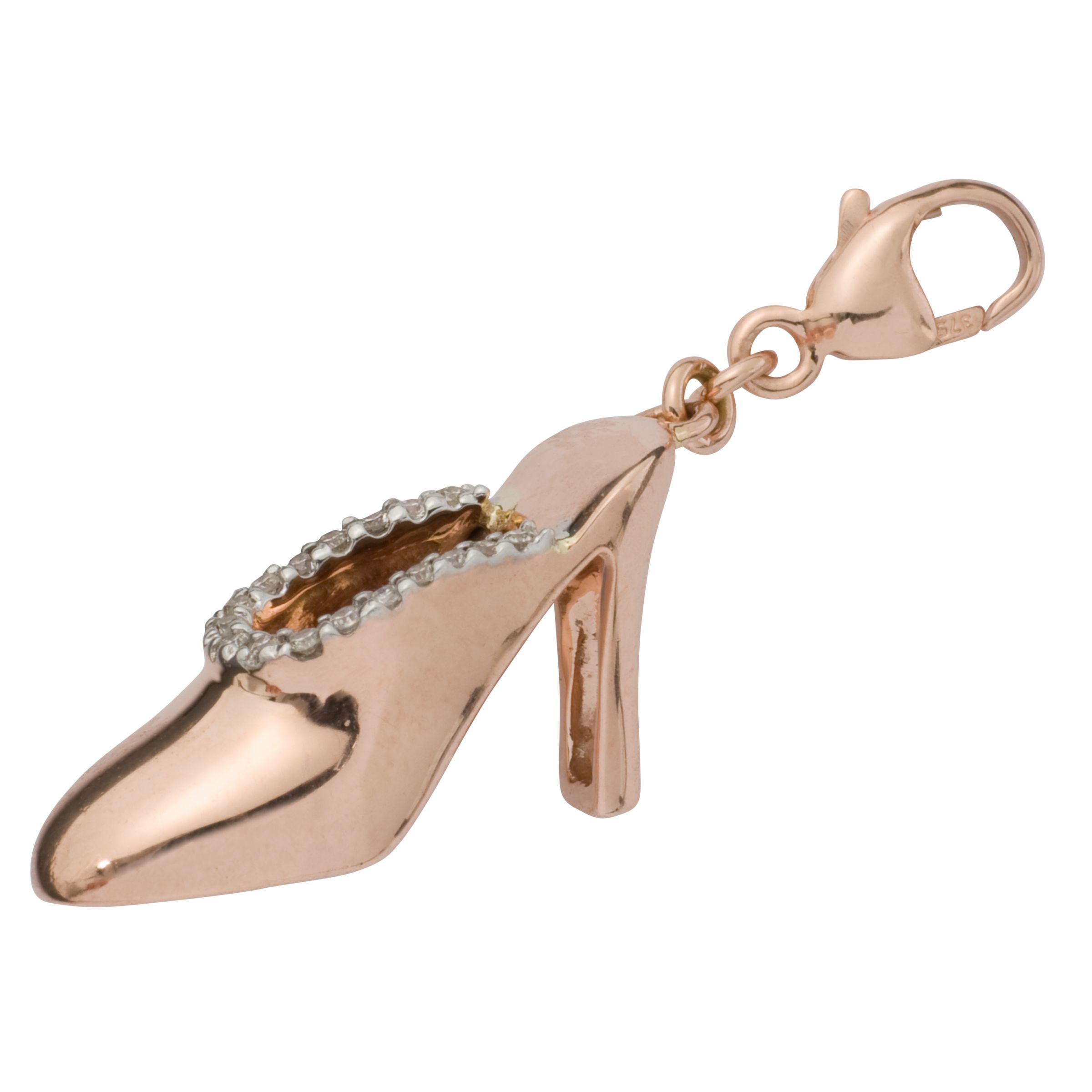 London Road Rose Gold Diamond Shoe Charm, One size at John Lewis