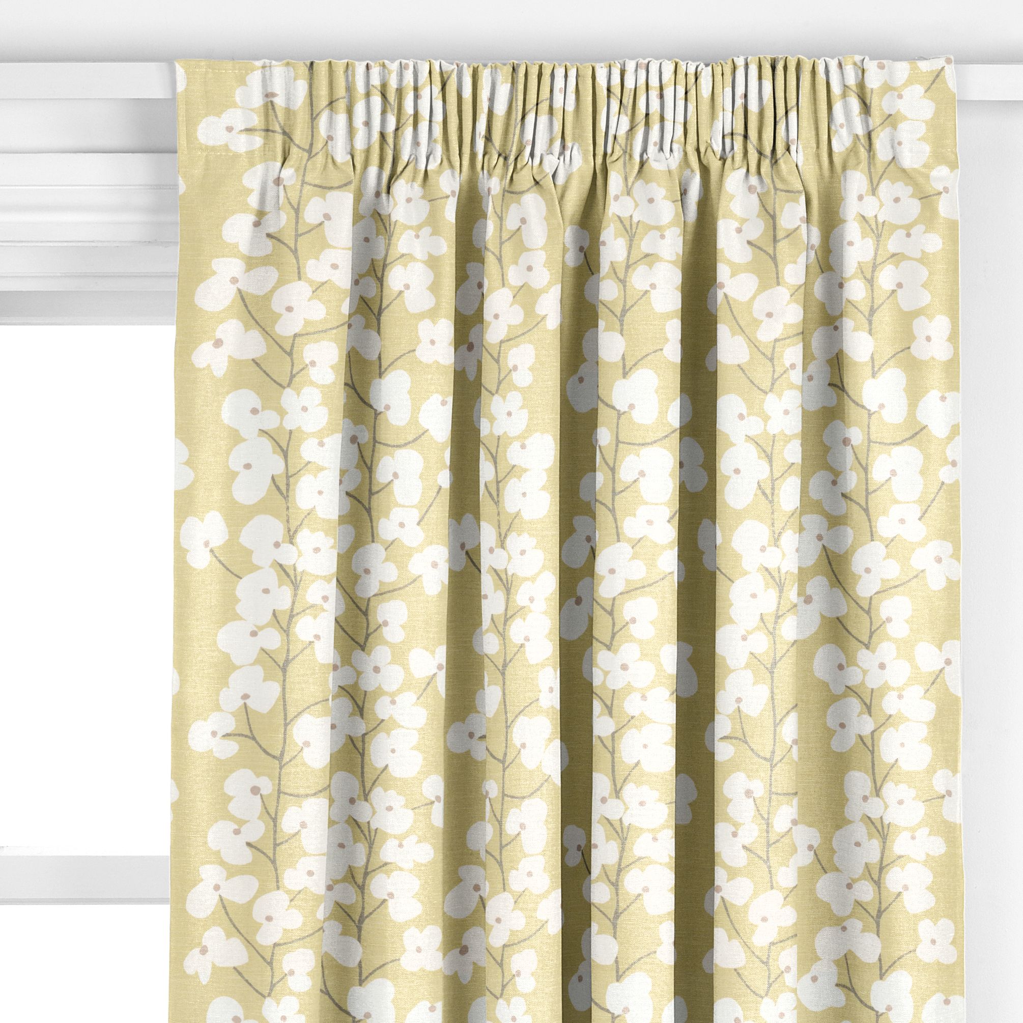 John Lewis Wallflower Curtains, Catkin Green