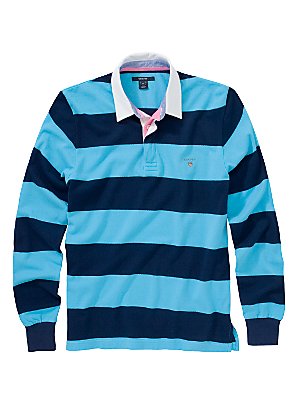 Gant Stripe Rugby Shirt, Light blue/navy, M