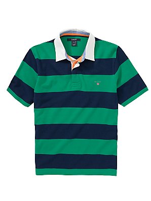 Stripe Rugby Shirt, Green/Navy, XL
