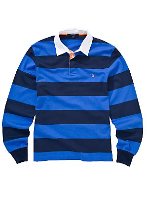 Gant Preppy Bar Stripe Rugby Shirt, Blue, L