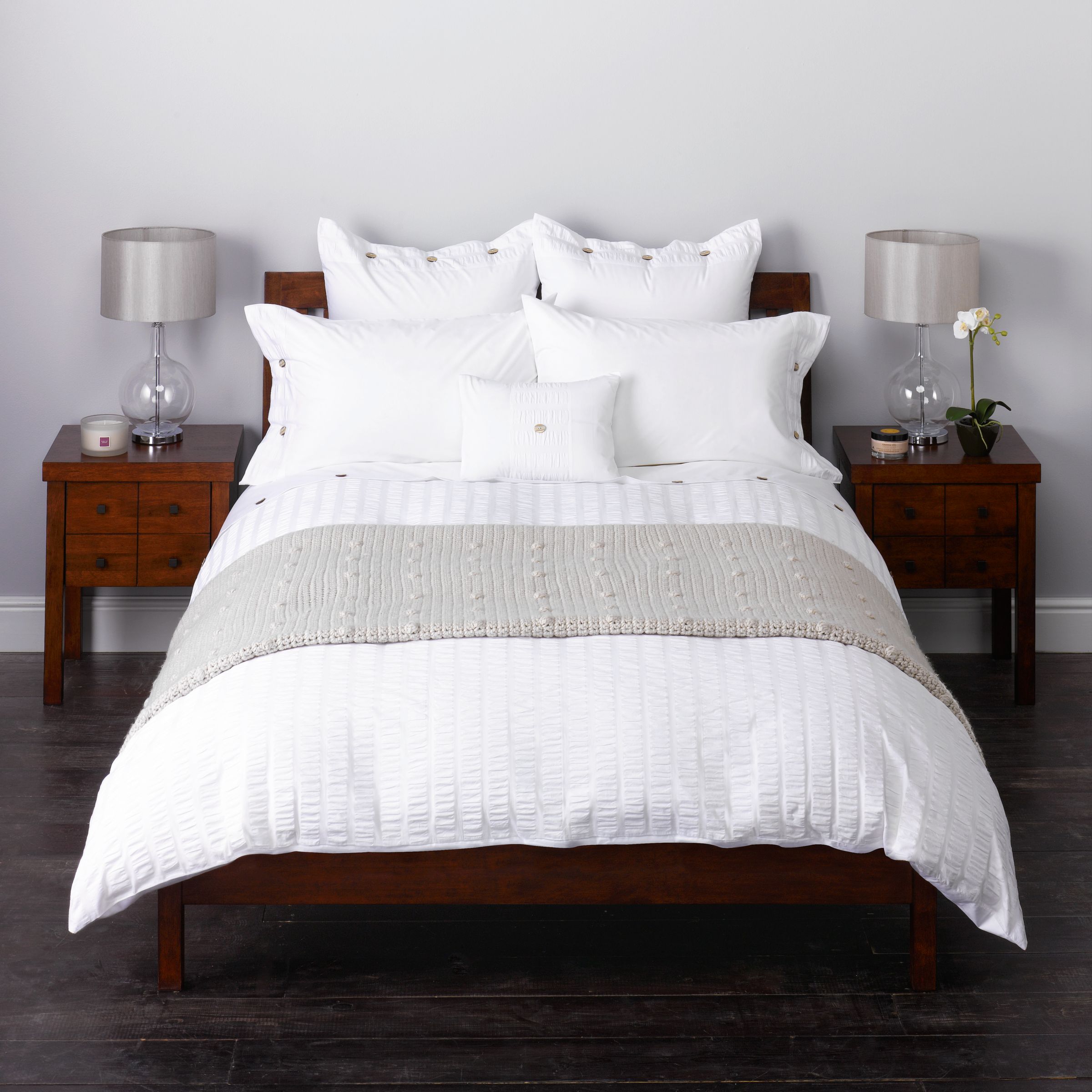 John Lewis Wide Seersucker Duvet Cover, White,