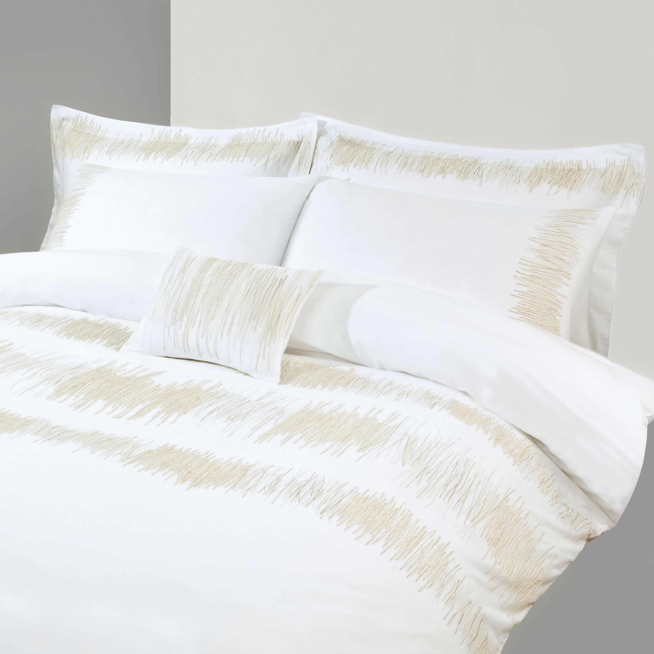 John Lewis Twigs Duvet Cover, White / Natural,