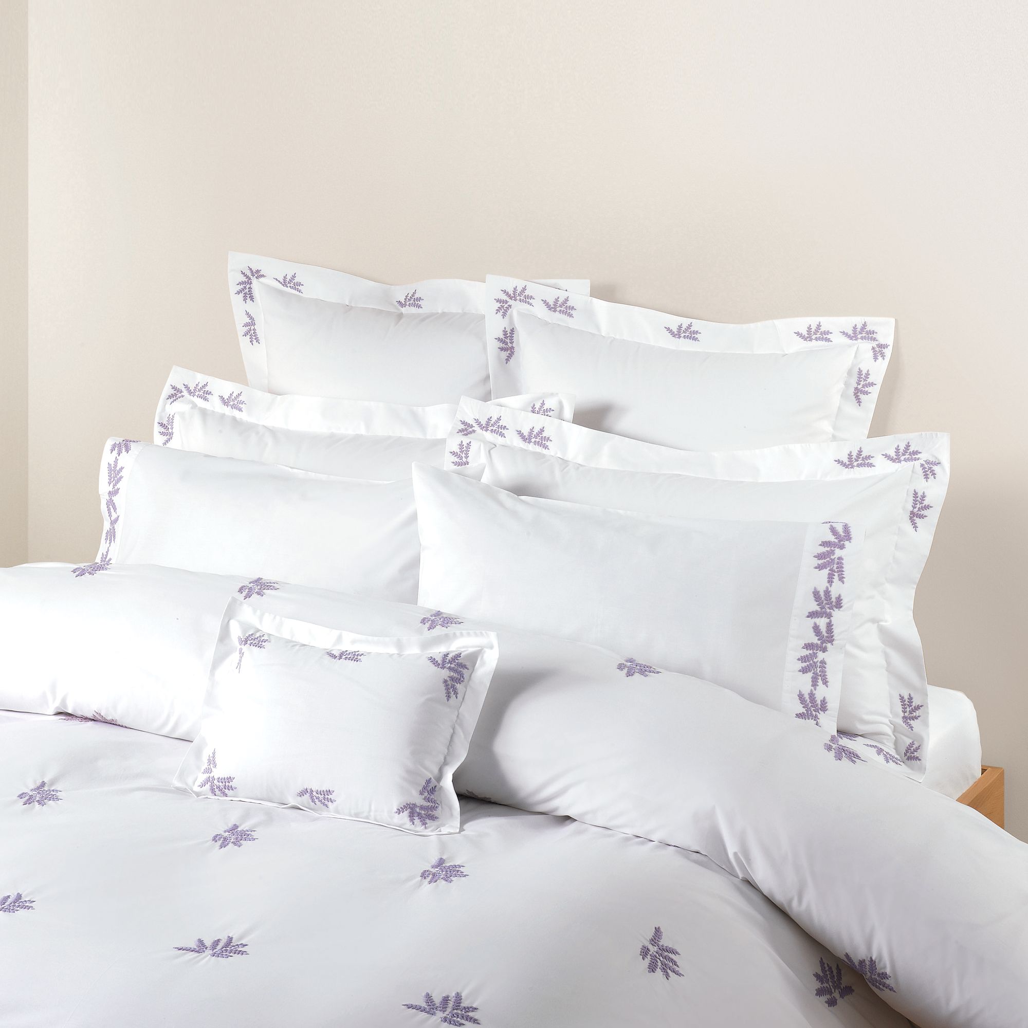 John Lewis Leaf Sprigs Duvet Cover, Crocus, Double