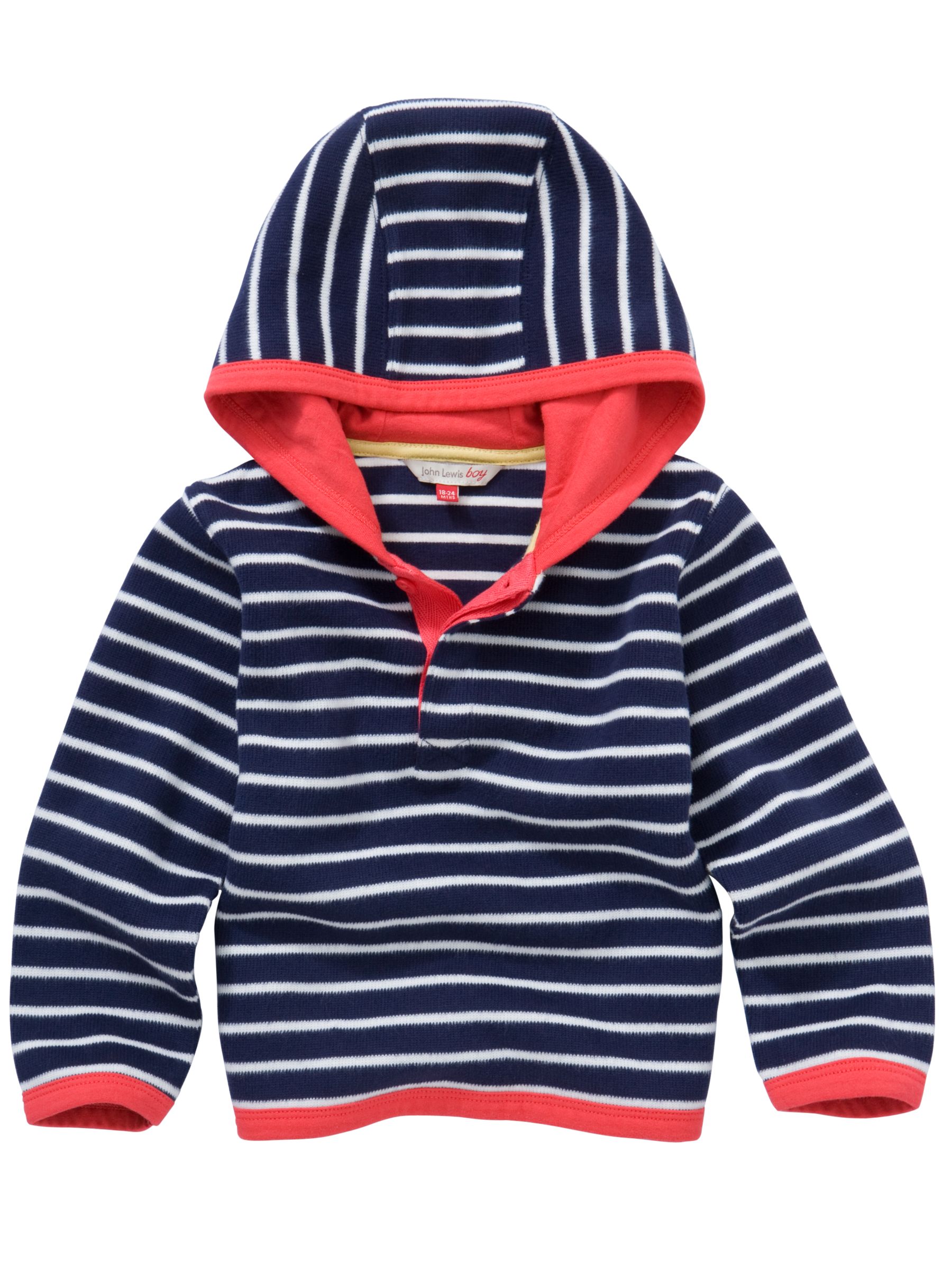 John Lewis Boy Stripe Hoodie Bluecream 36 months