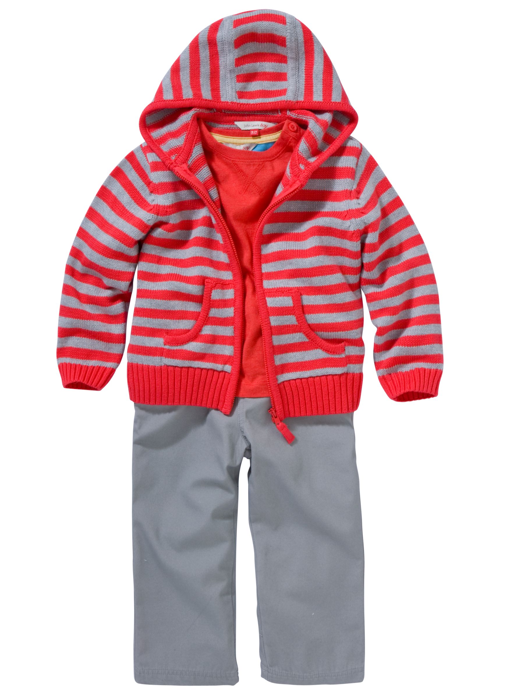John Lewis Boy Hoodie TShirt and Trousers Set Grey 36 months