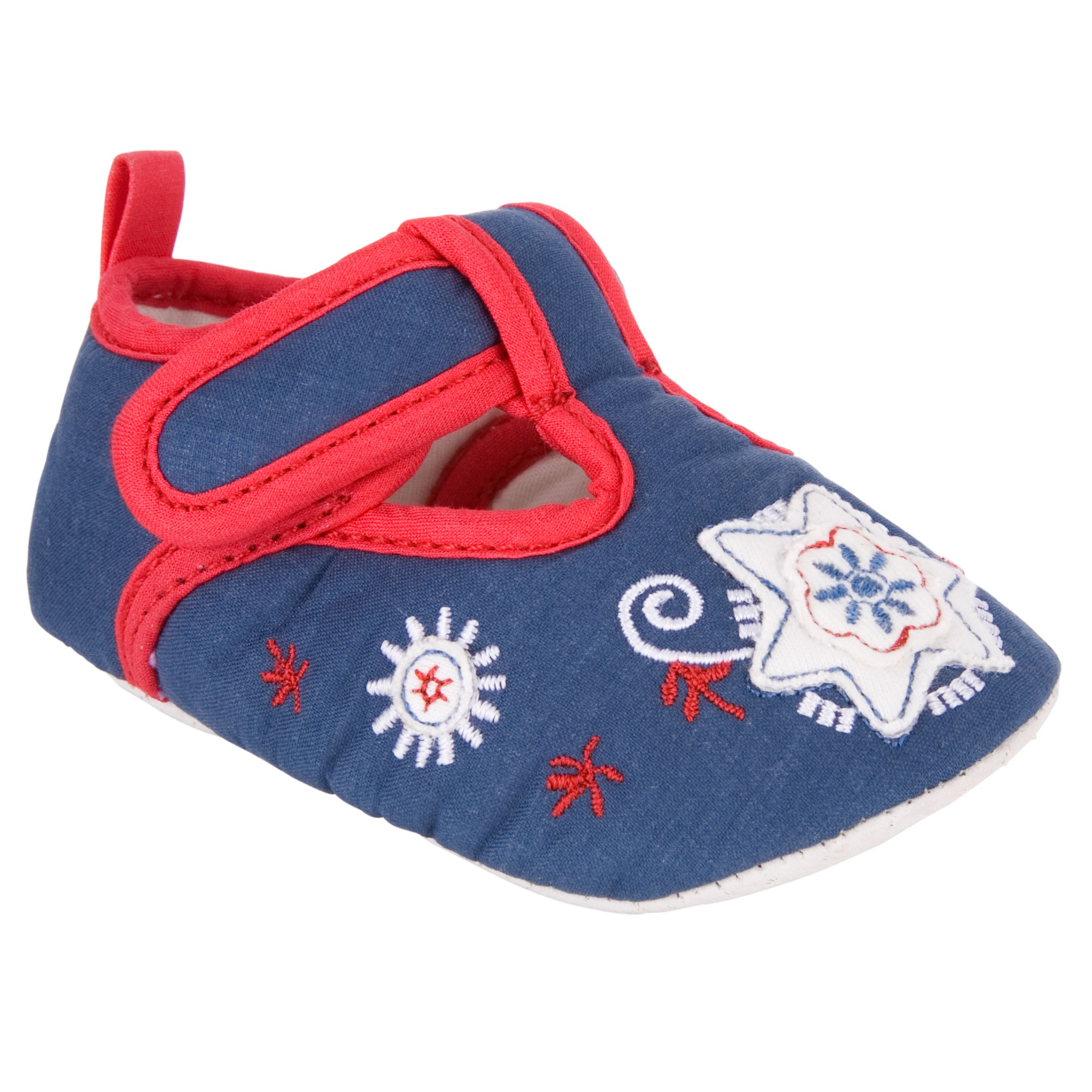  John Lewis Girl Patterned T-Bar Shoes, Blue, 6-12 months 