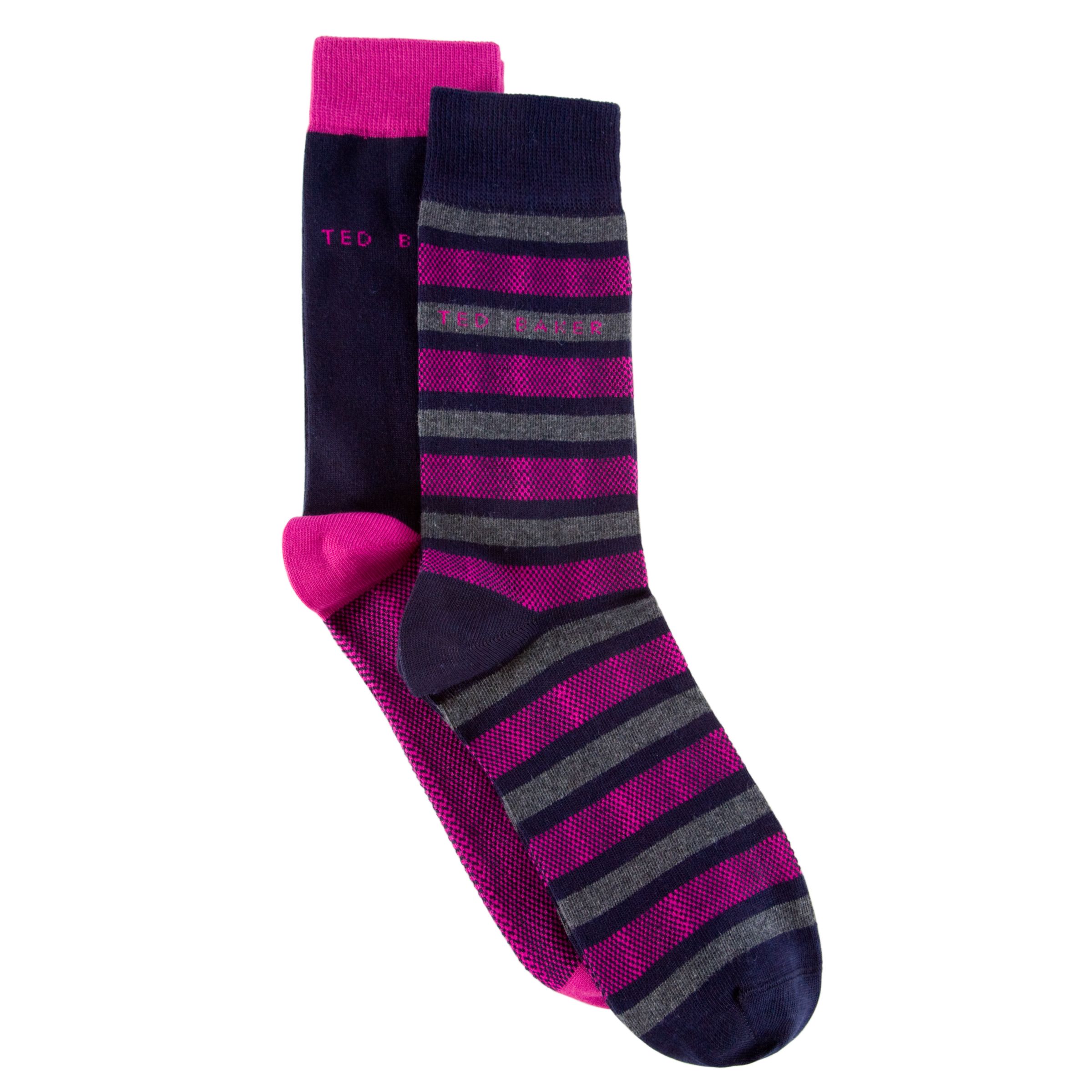Ted Baker Stripe & Plain Socks Pack of 2