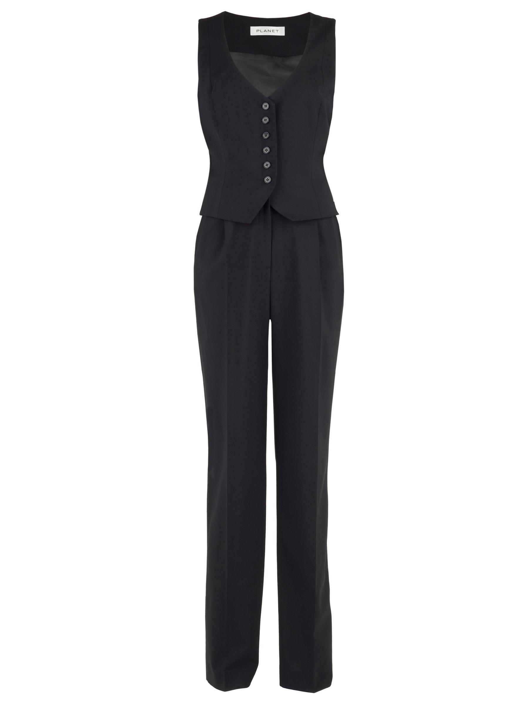 Planet Stretch Wool Jumpsuit, Black