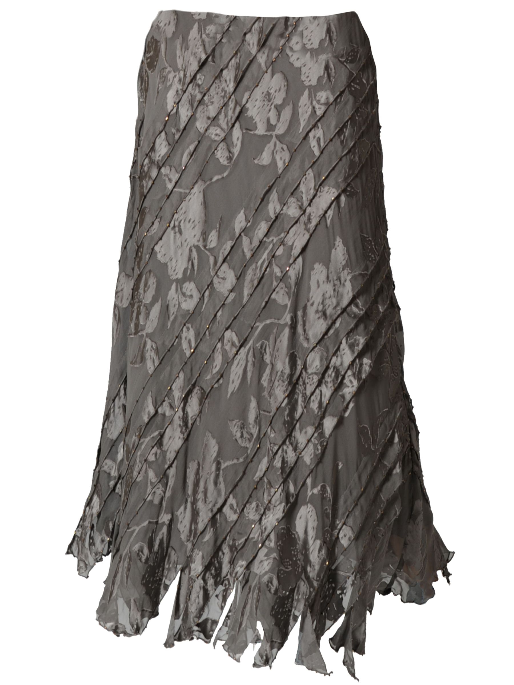 Chesca Cinderella Devoré Bead Trim Skirt, Mink at John Lewis