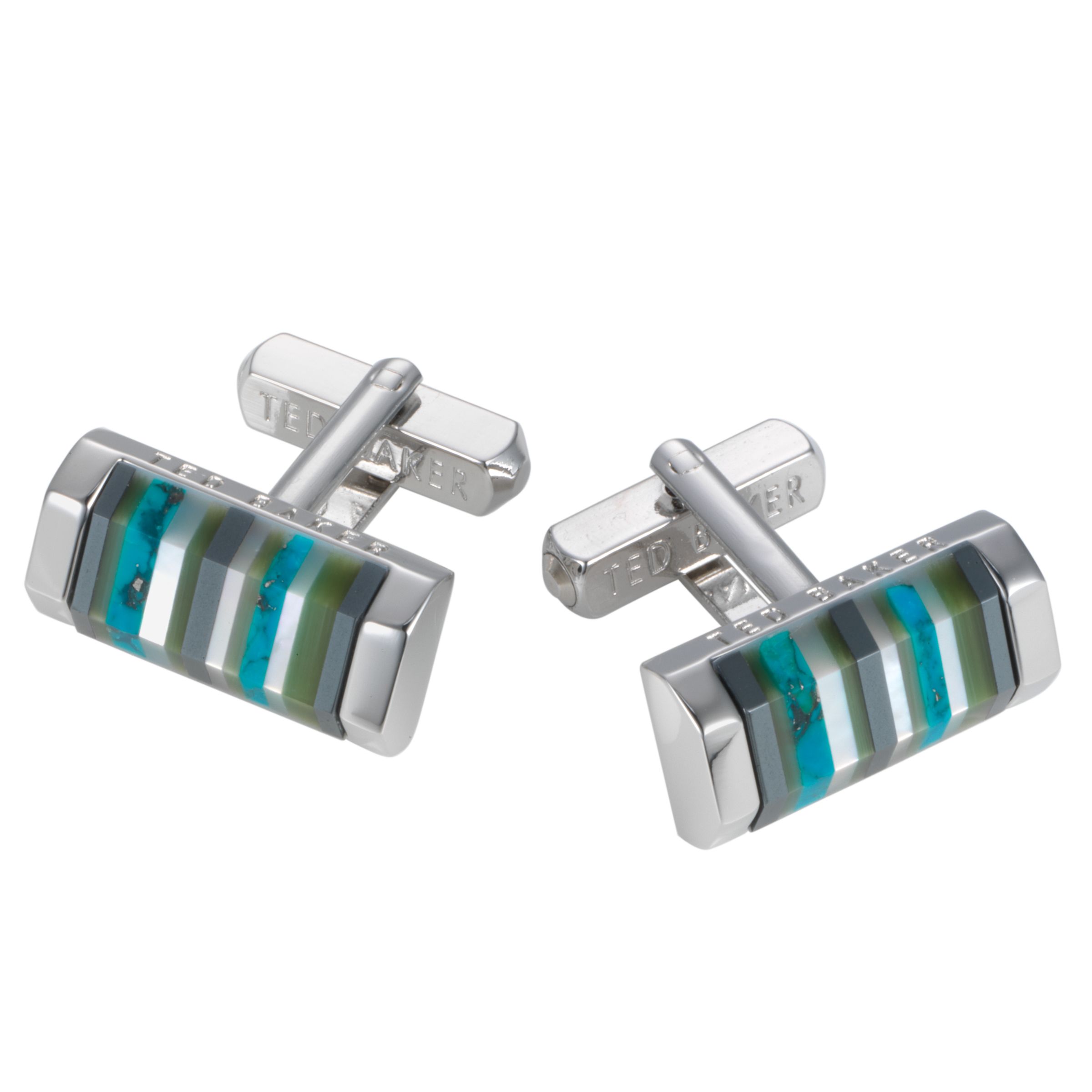 Ted Baker Stripe Oblong Cufflinks, Blue, One size