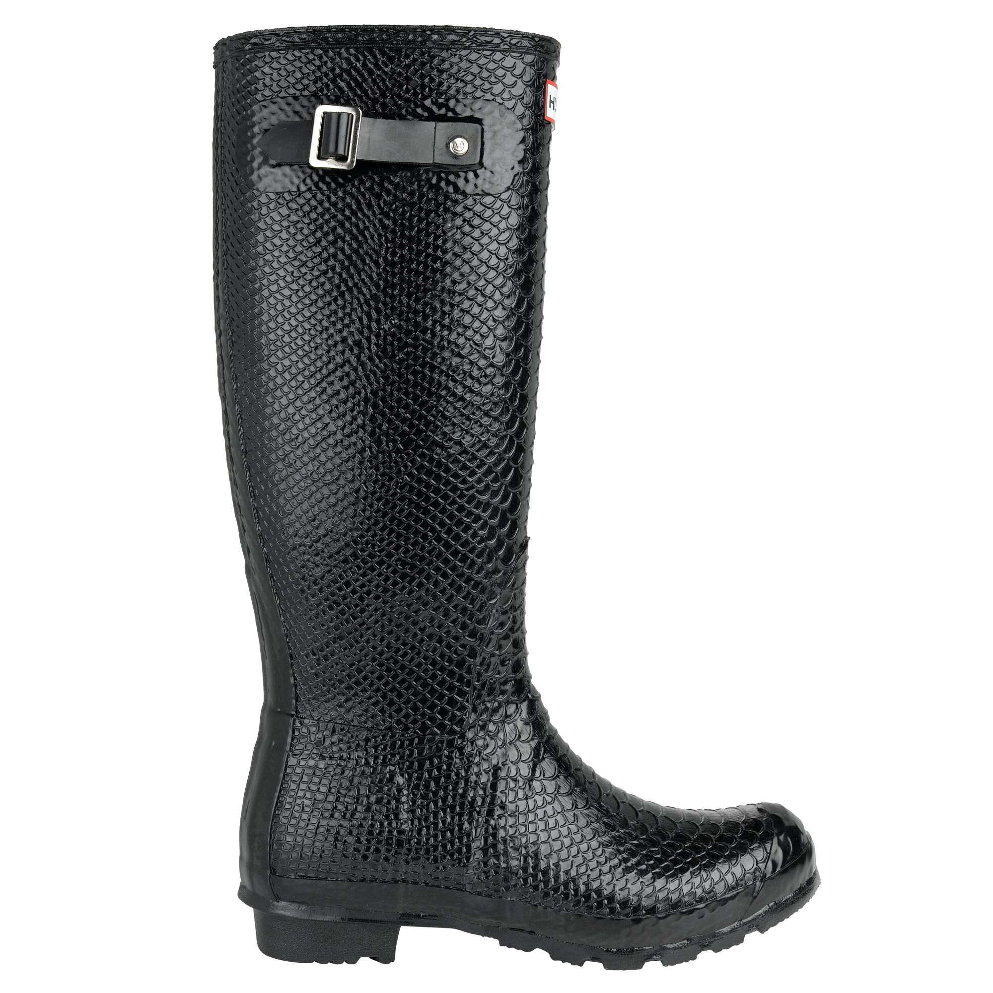 Hunter Carnaby Boa Snake Tall Wellington Boots, Black, 4