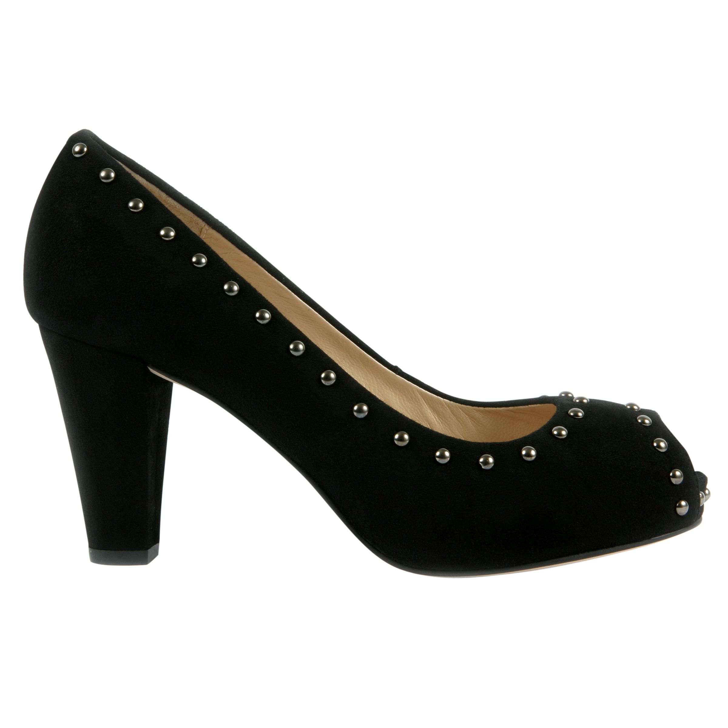 Unisa Next Peep Toe Court Shoes, Black suede, 4