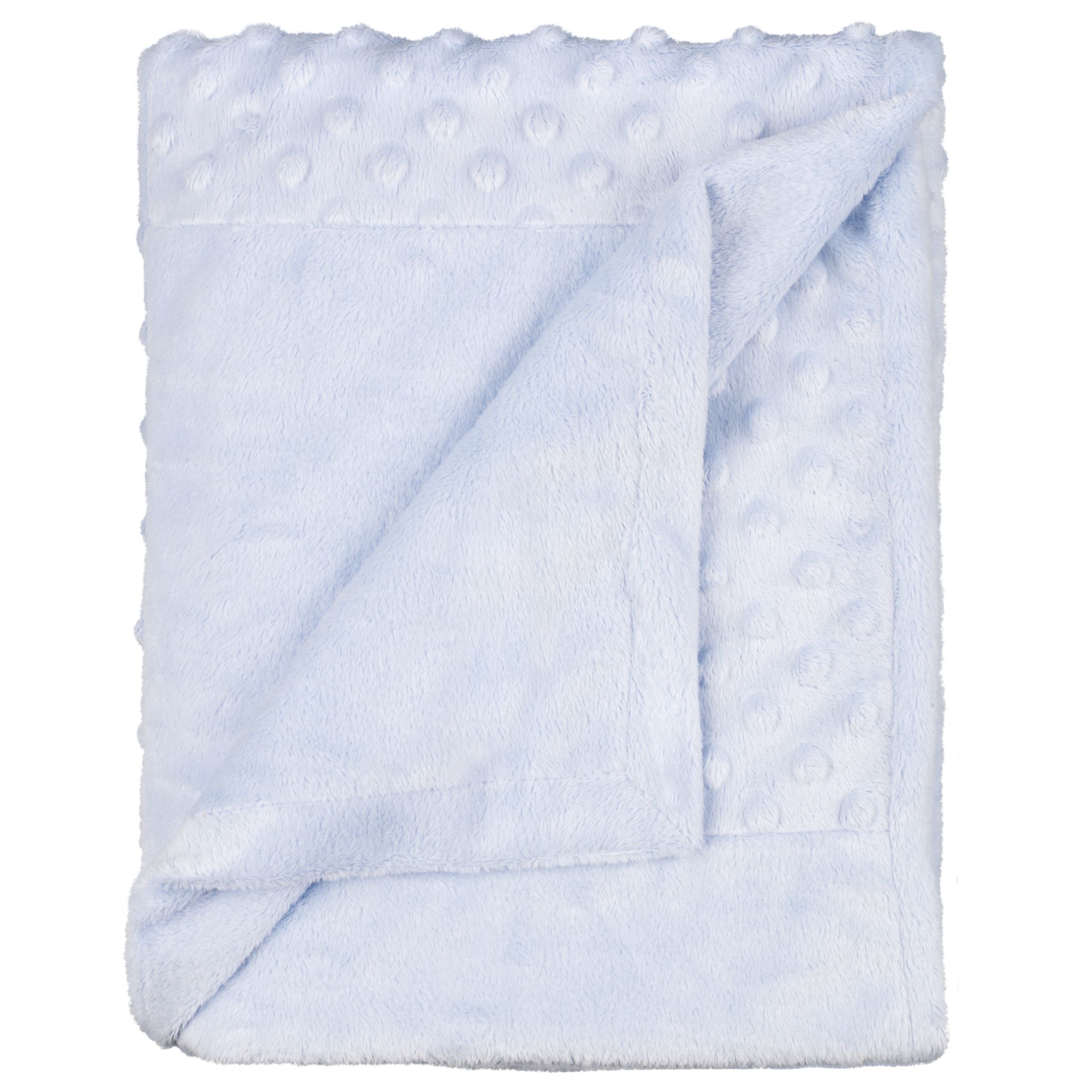 John Lewis Pom Pom Fleece Pram Blanket Blue One Size