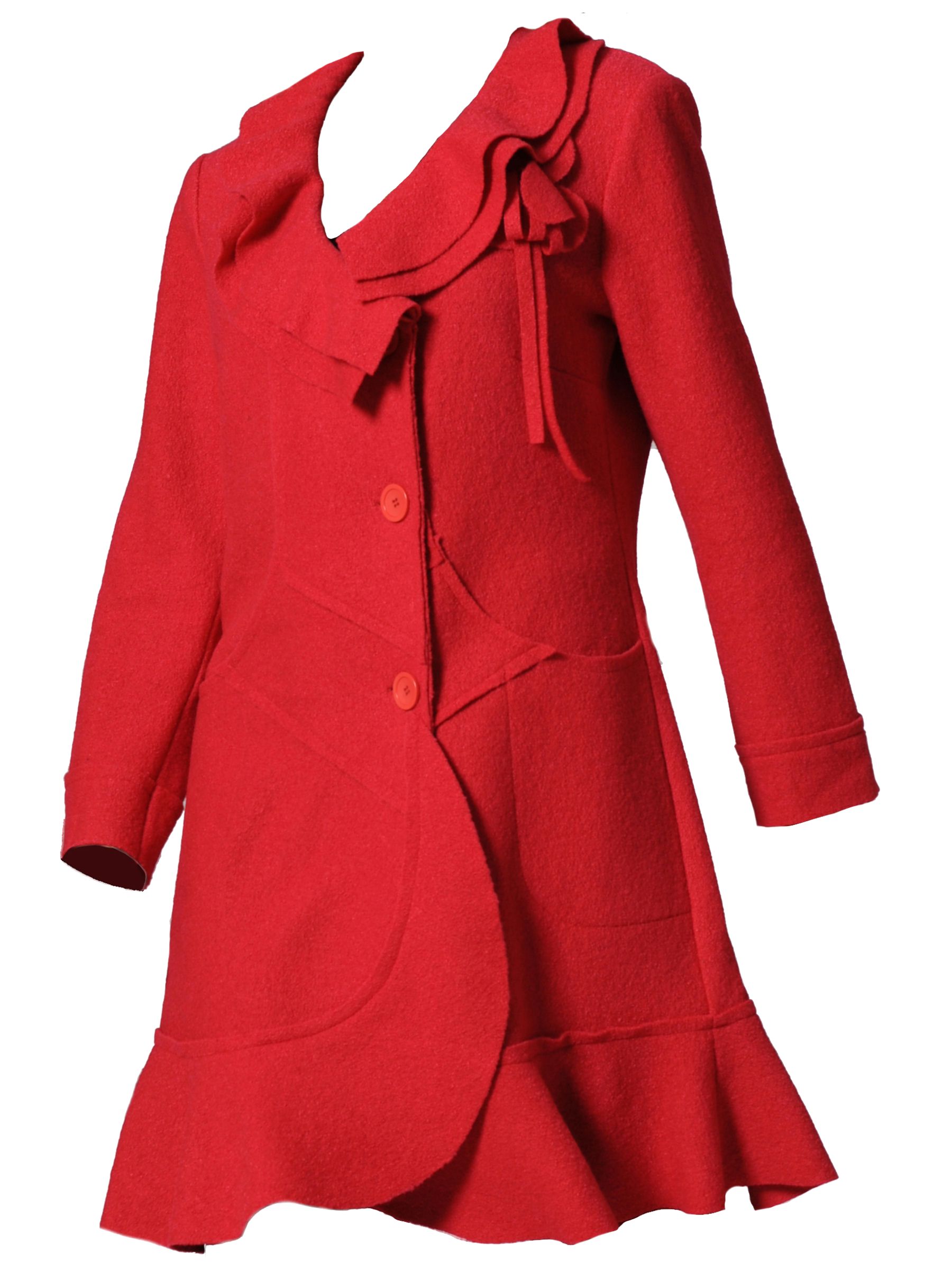 Chesca Double Collar Boiled Wool Mix Coat, Red at John Lewis