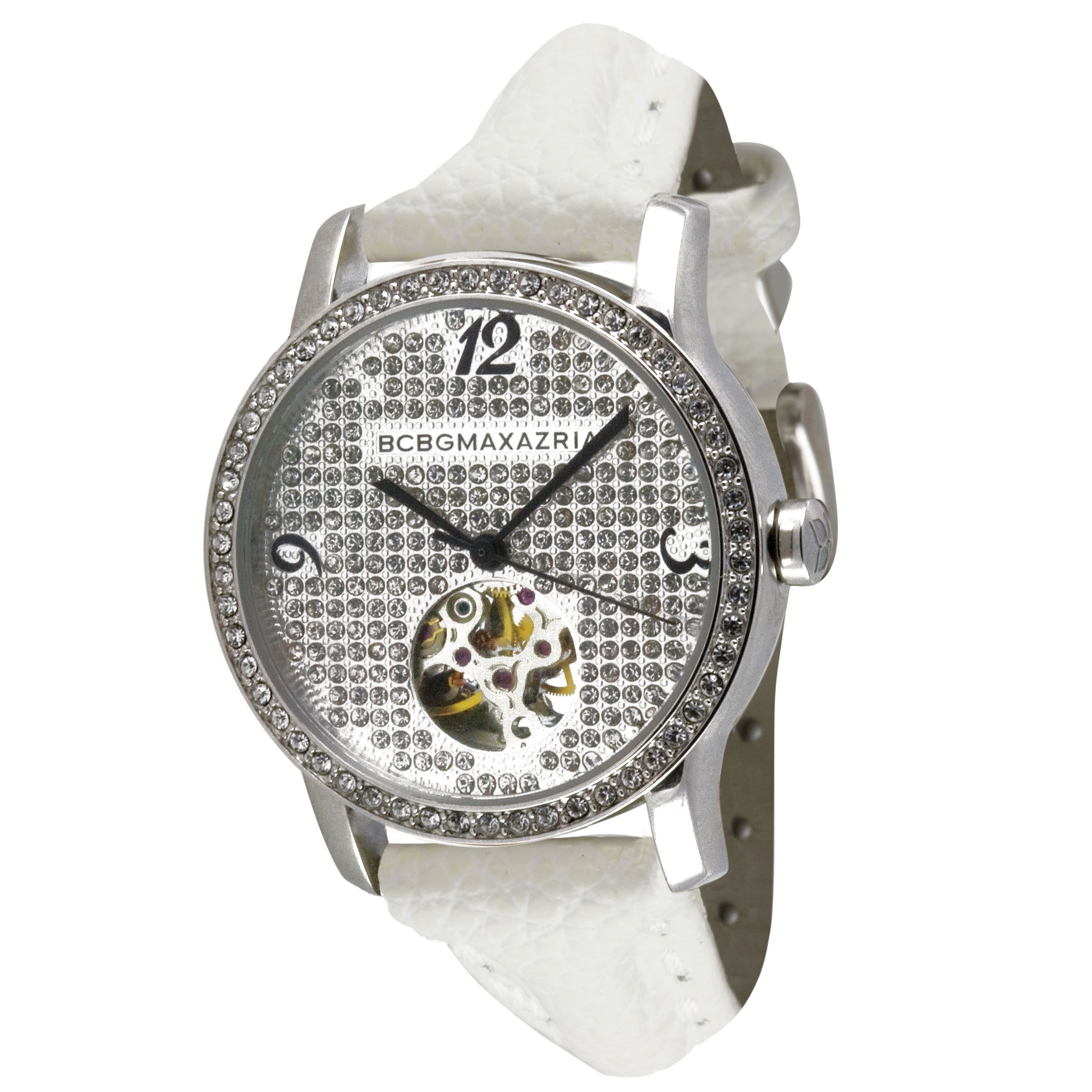 BCBG Max Azria BG6208 Women's Round Dial White Strap Watch at JohnLewis