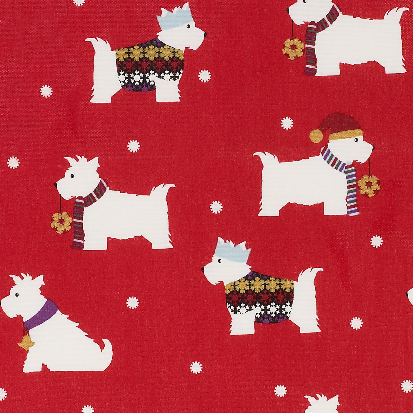 John Lewis PVC Tablecloth Cut Length, Christmas Westies
