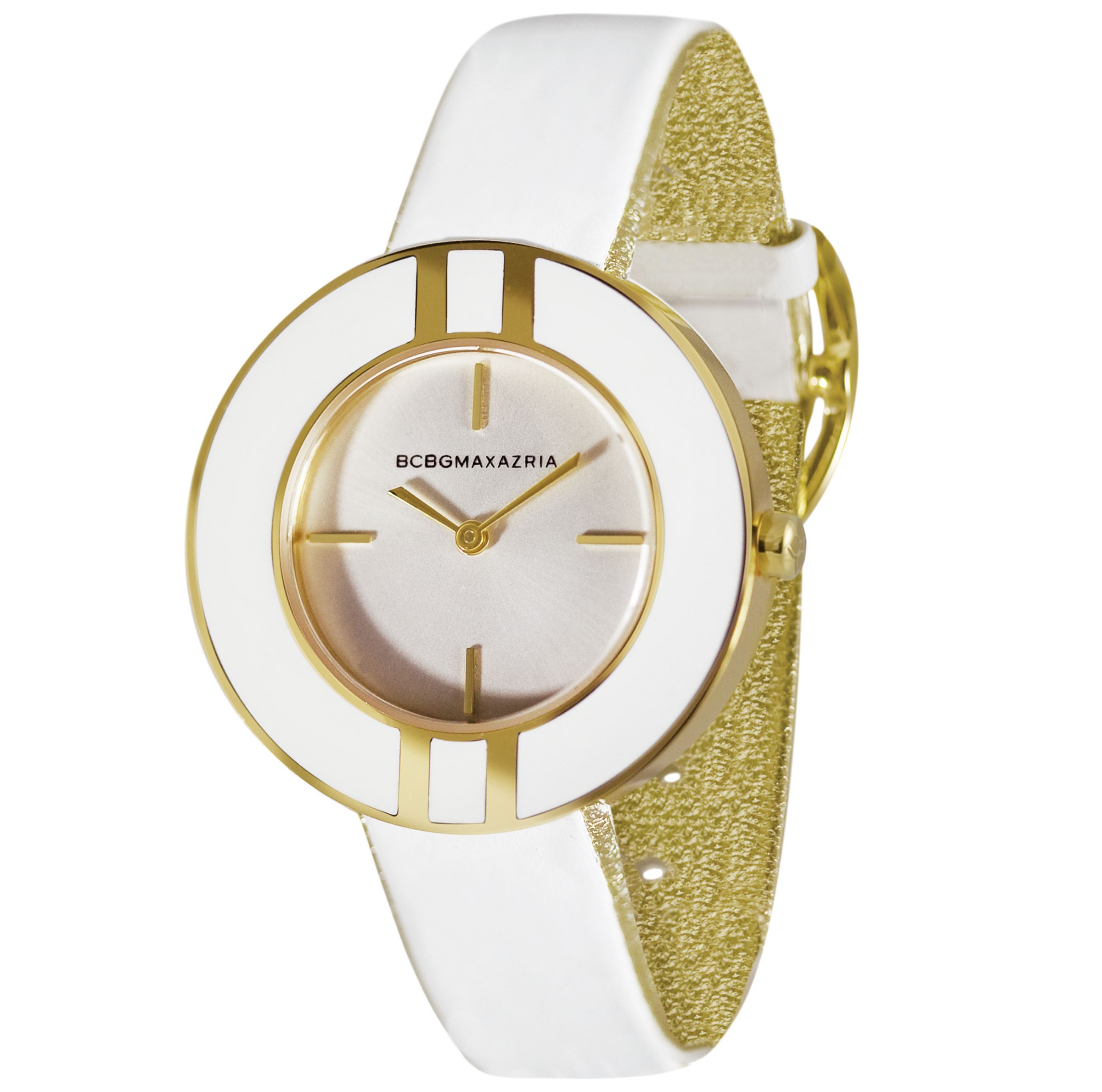 BCBG Max Azria BG6250 Womens Round Dial White Strap Watch
