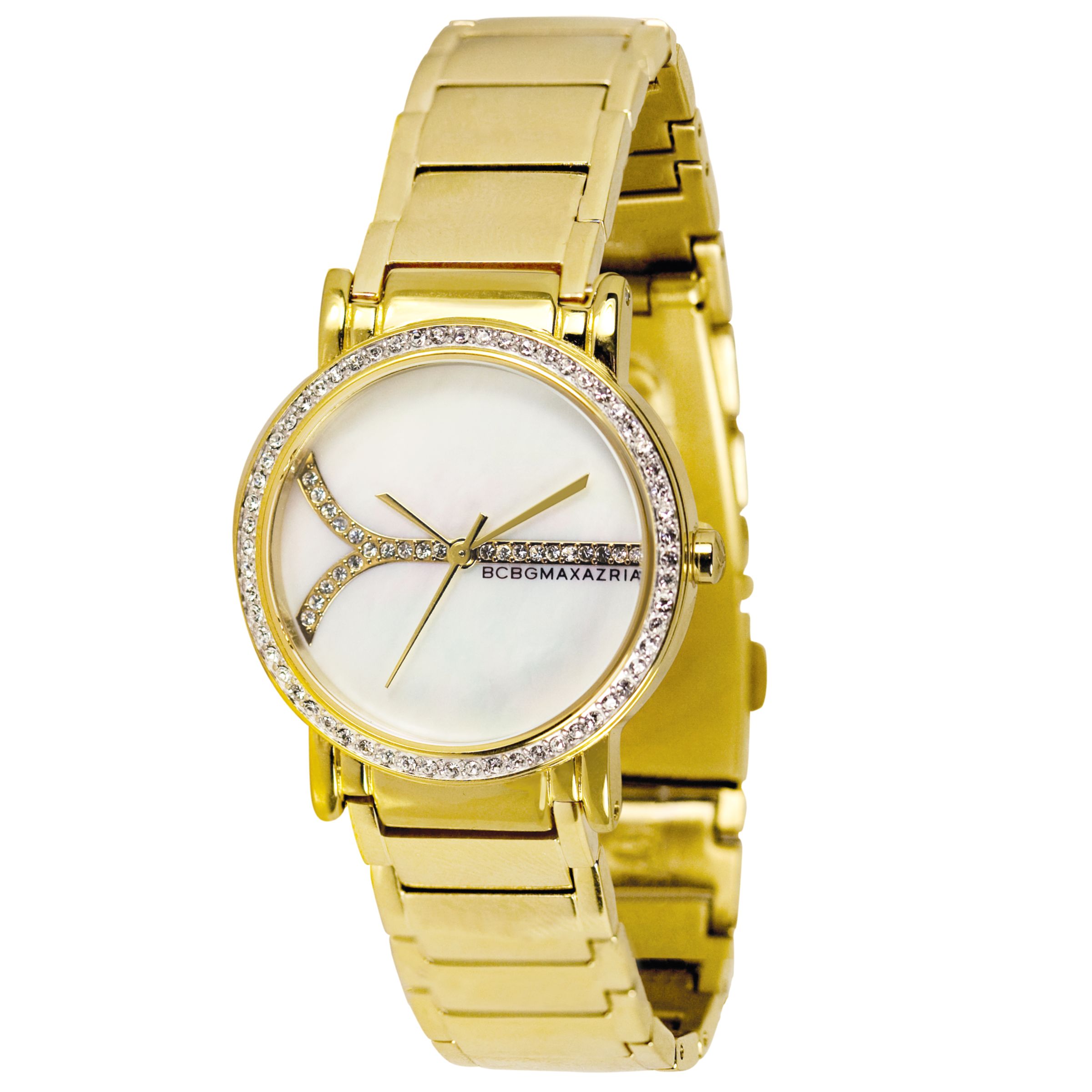 BCBG Max Azria BG8211 Womens Round Gold Bracelet Watch