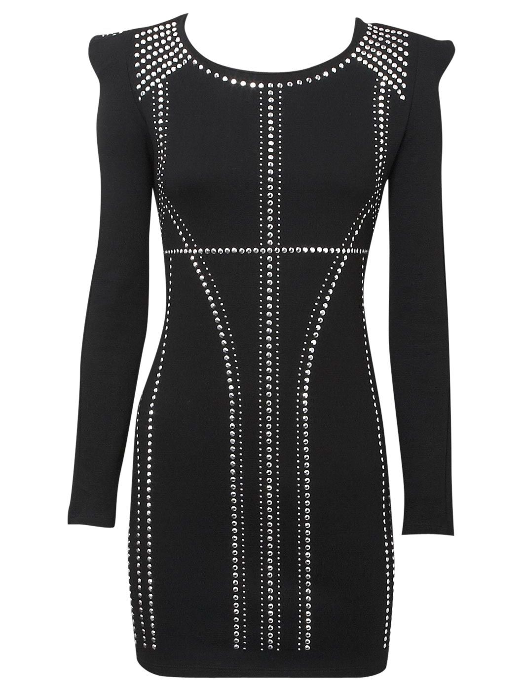 Oasis Hot Fix Stud Dress, Black, 14