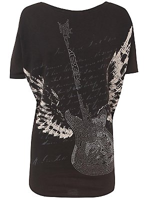 Hot Fix Guitar Cotton T-Shirt, Black, XS