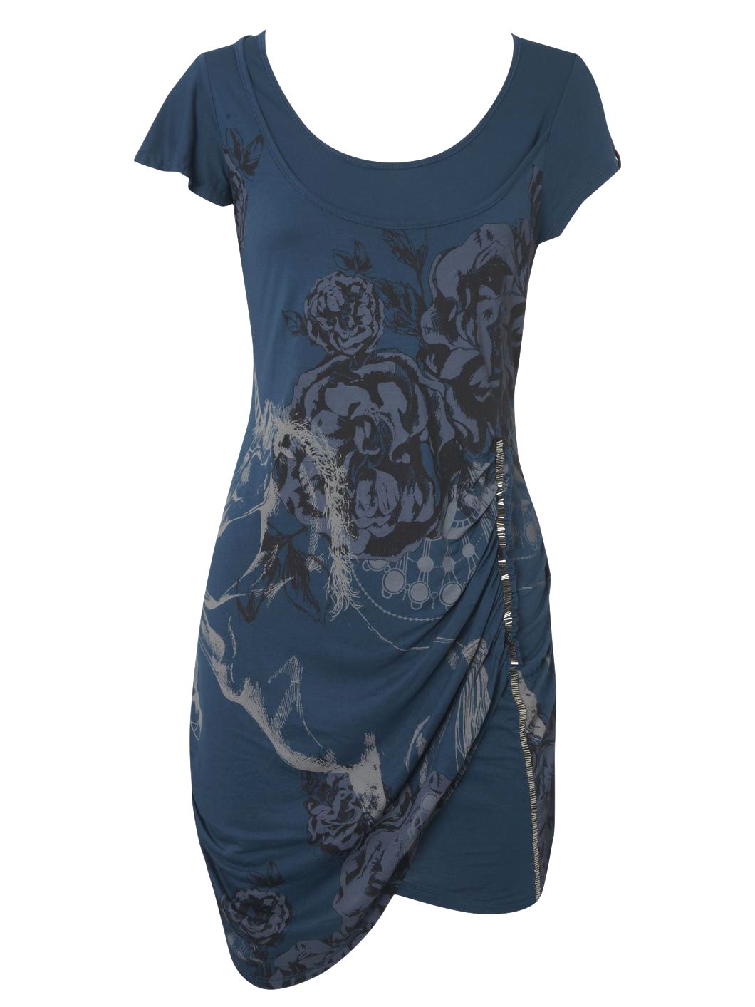 Oasis Unicorn Print Jersey Dress, Blue, S was £45.00 now £25.00