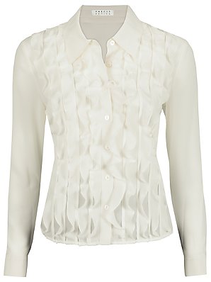 Frill Front Blouse, Ivory, 10