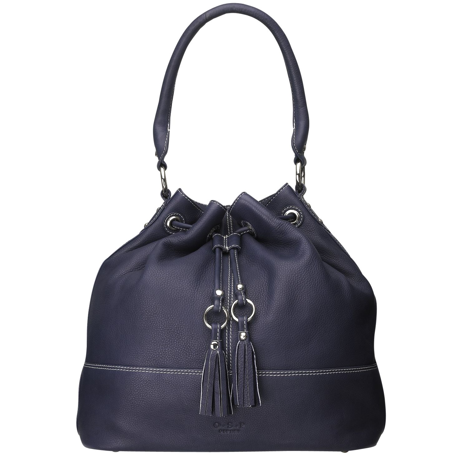 O.S.P Osprey The Byron Leather Shoulder Bag, Navy at John Lewis