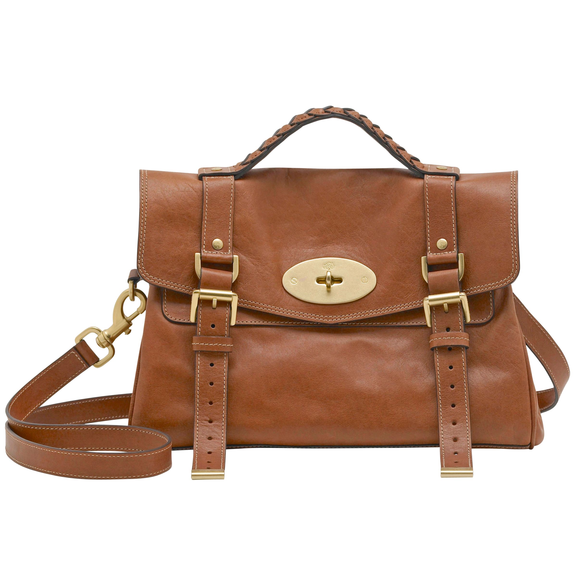 Mulberry Alexa Leather Messenger & Shoulder Bag, Oak at John Lewis