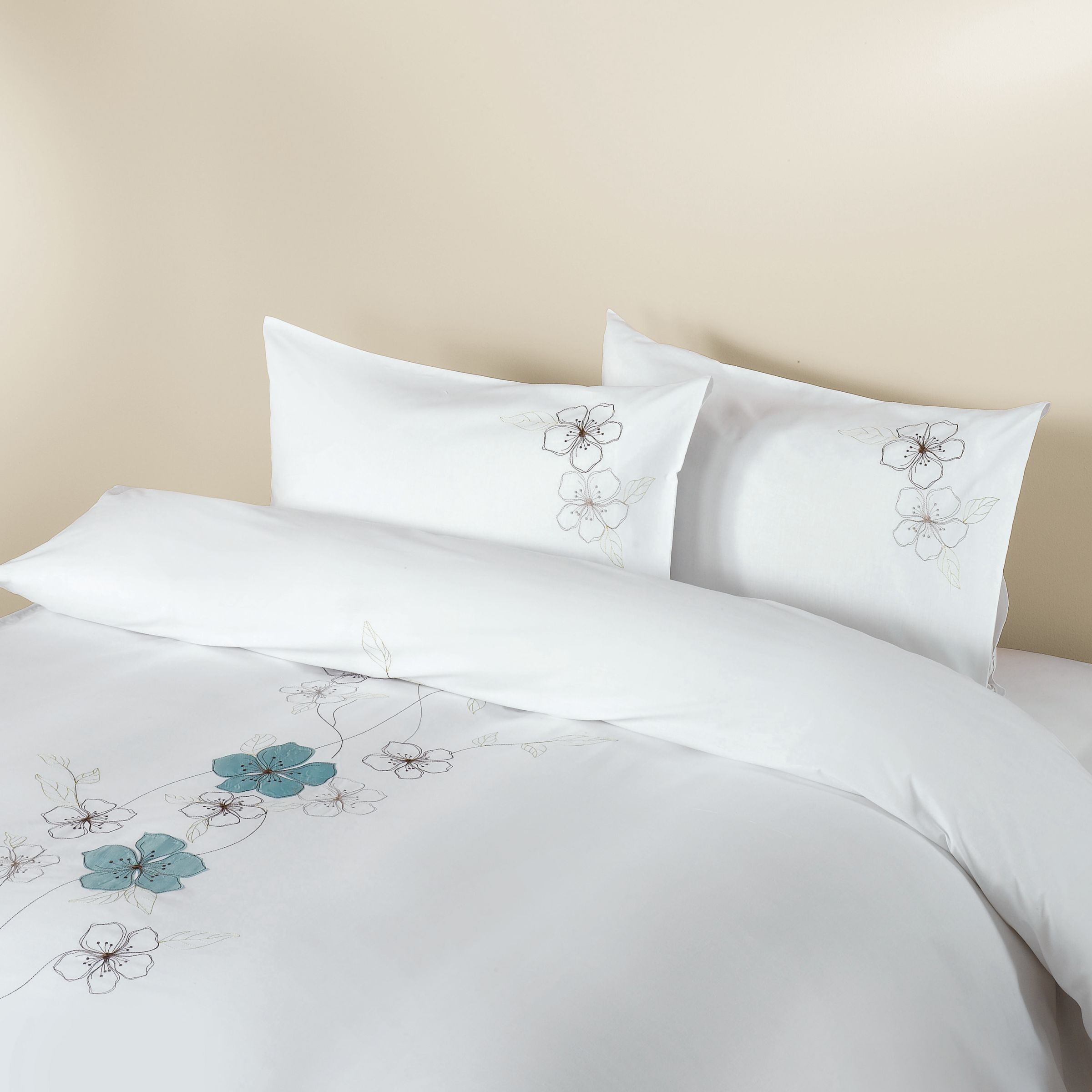 John Lewis Floral Applique Duvet Cover Set, Duck