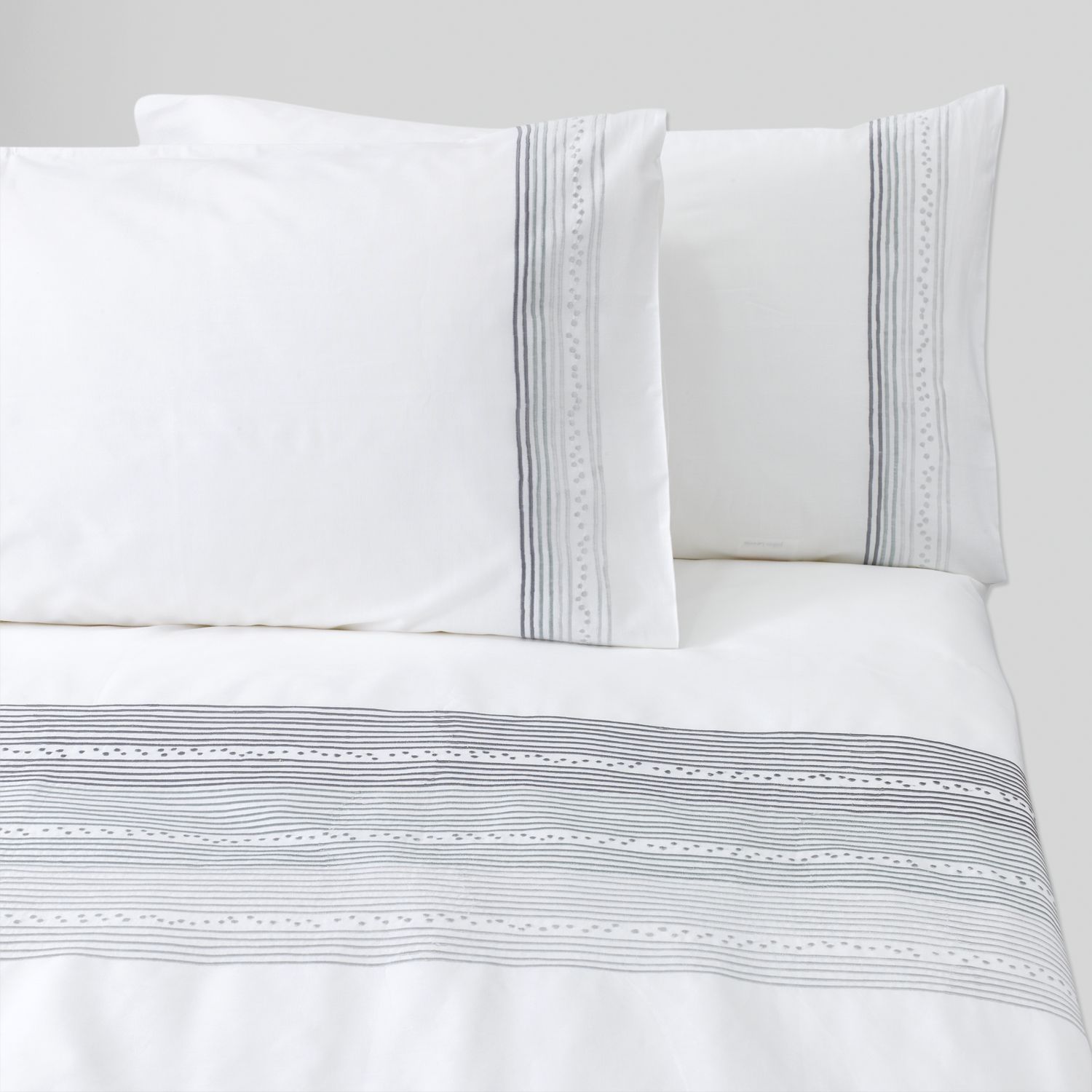 John Lewis Dotty Stripe Duvet Cover Set, White /