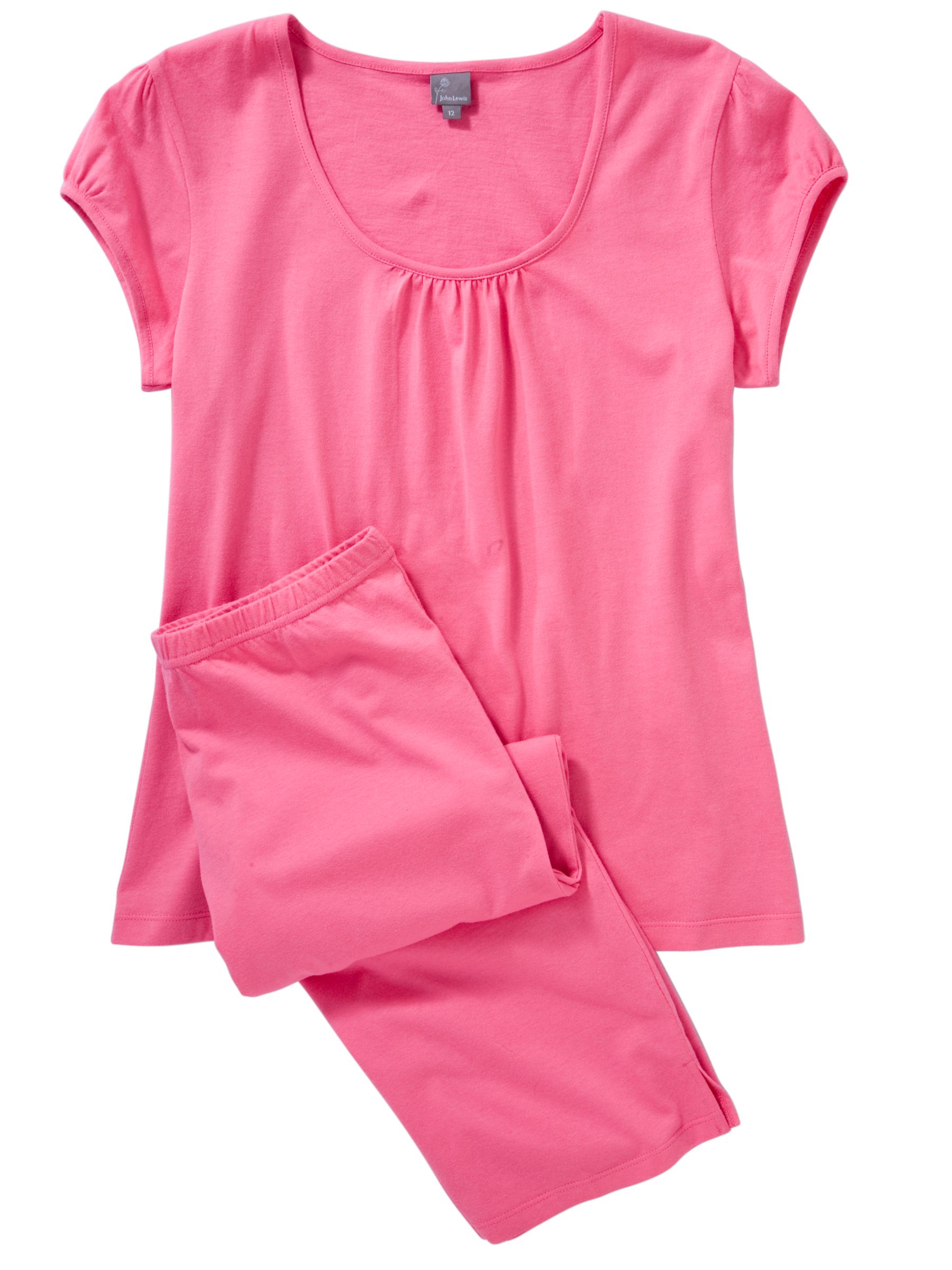 John Lewis Women Mia Jersey Crop Pyjama Set, Pink Lemonade