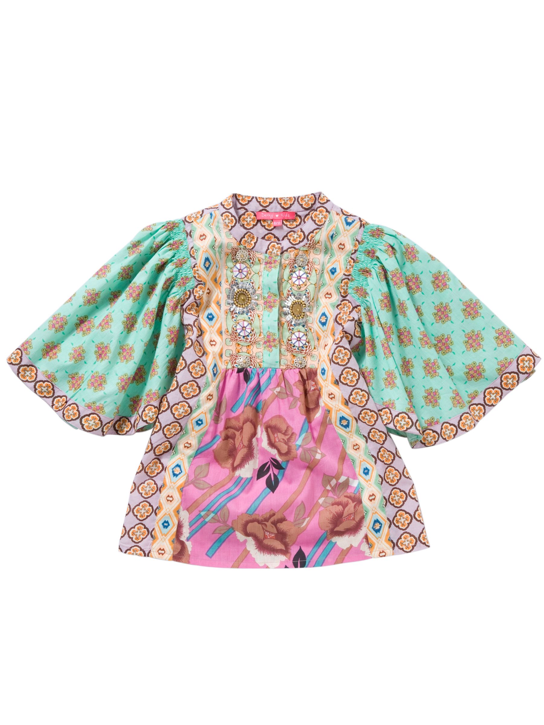Derhy Abstract Print Kaftan Green