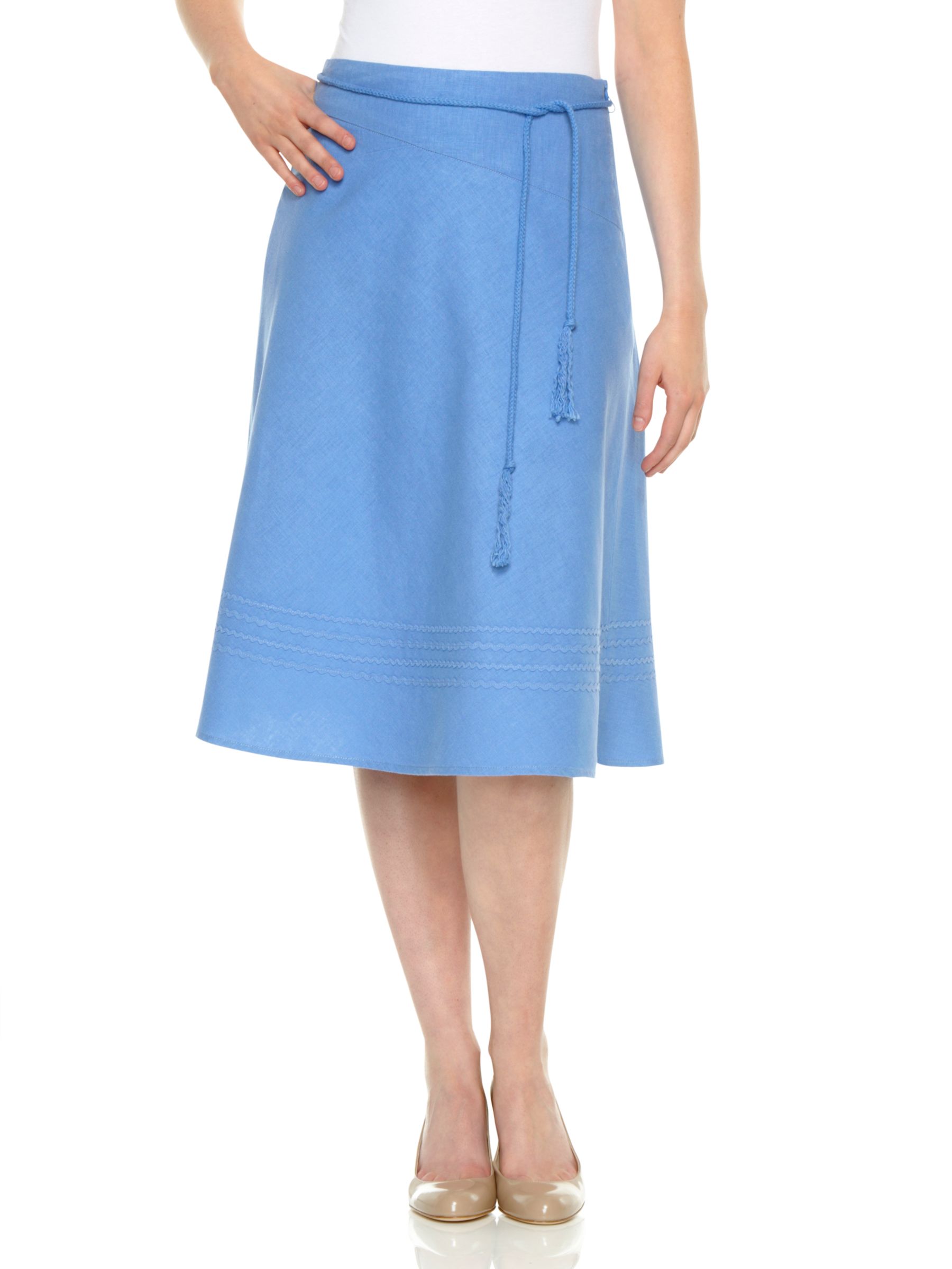 John Lewis Women Rik Rak Bias Skirt, Cornflower