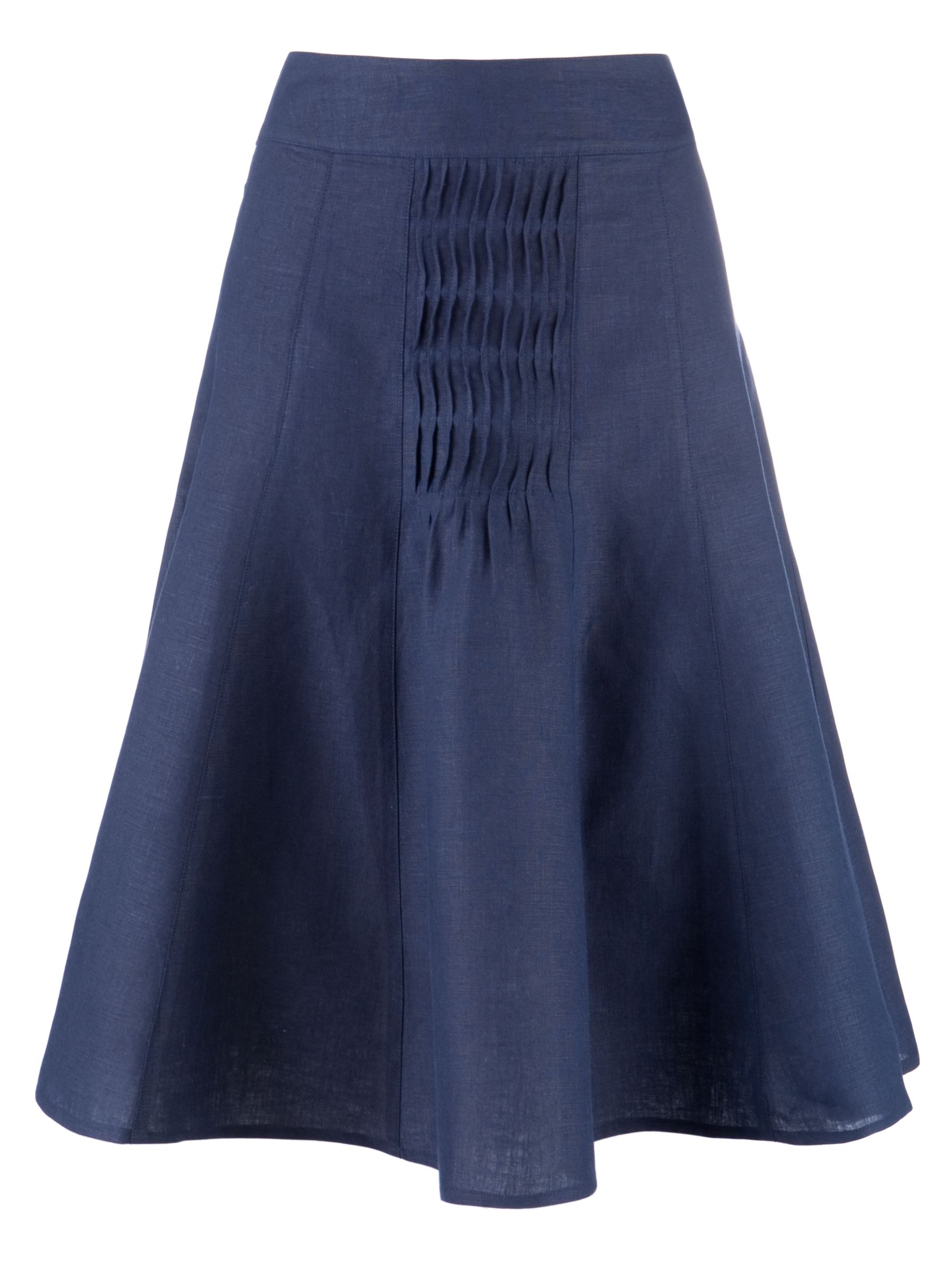 John Lewis Women Nelly Pintuck Skirt, Navy Blue