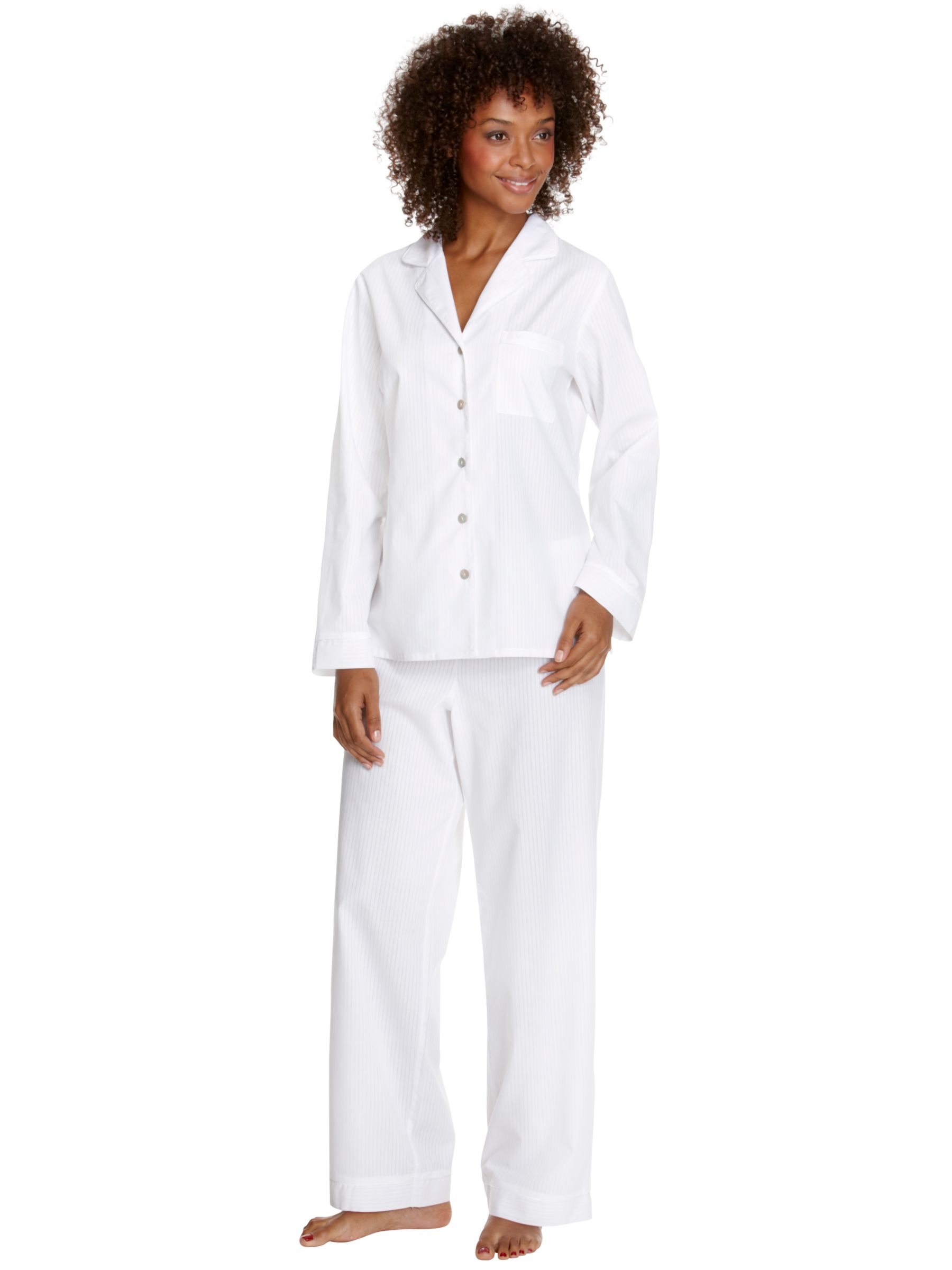 John Lewis Women Anne Cotton Pyjama Set, White