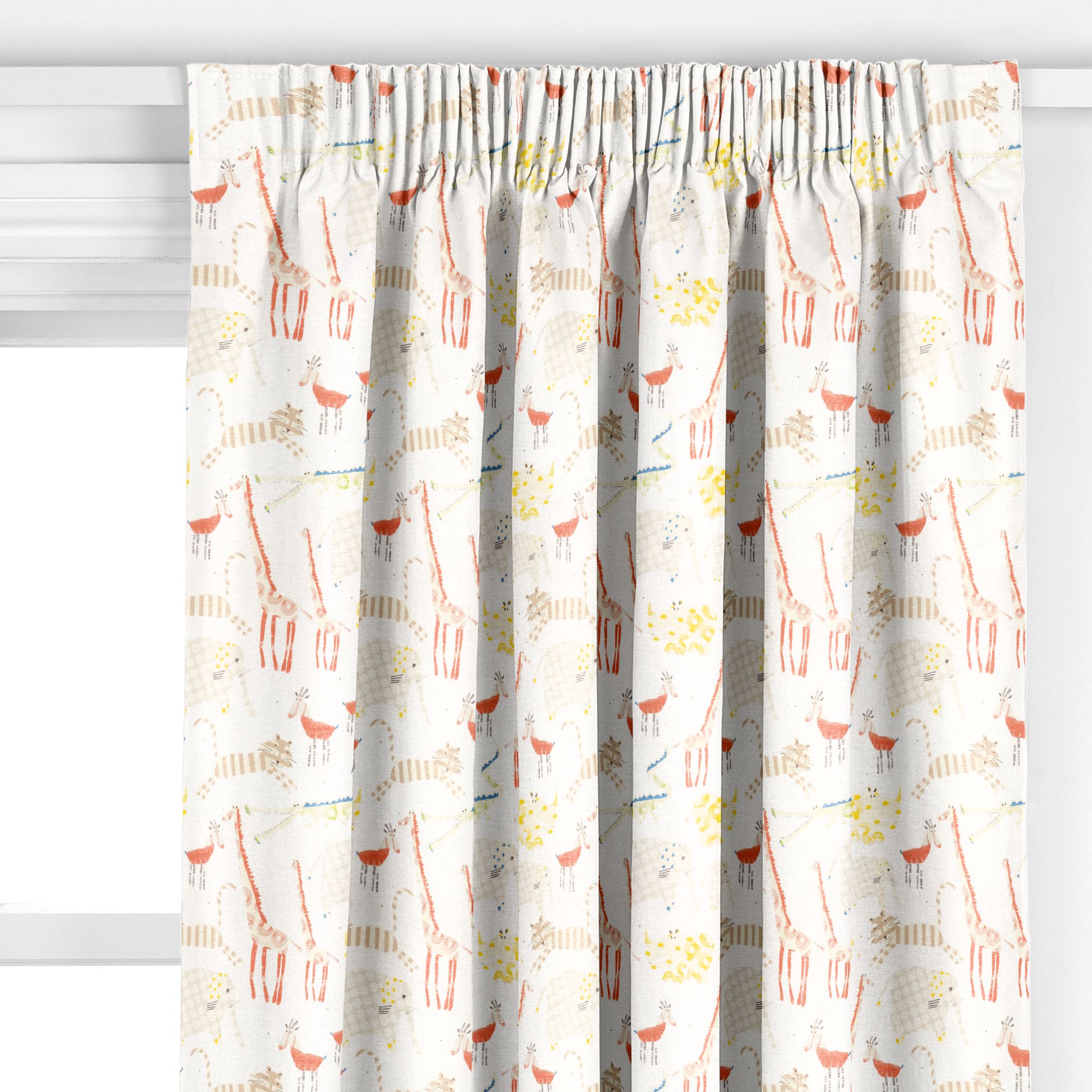 Safari Pencil Pleat Curtains, Multi,