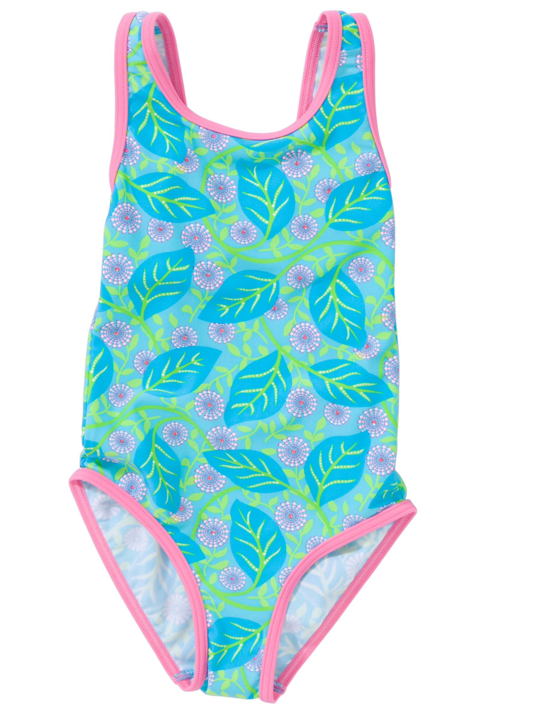 John Lewis Girl Leaf Print One-Piece Swimsuit,