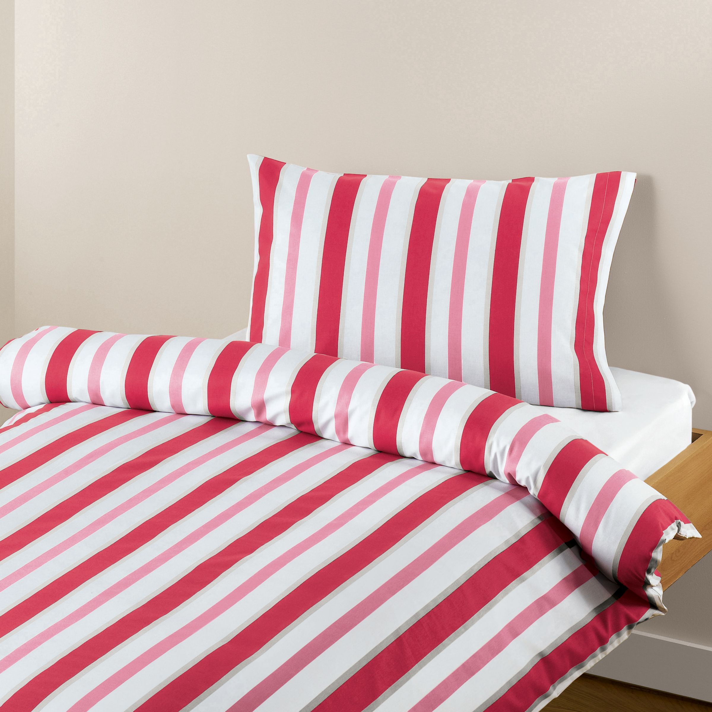 John Lewis Bold Stripe Duvet Cover Sets, Pink