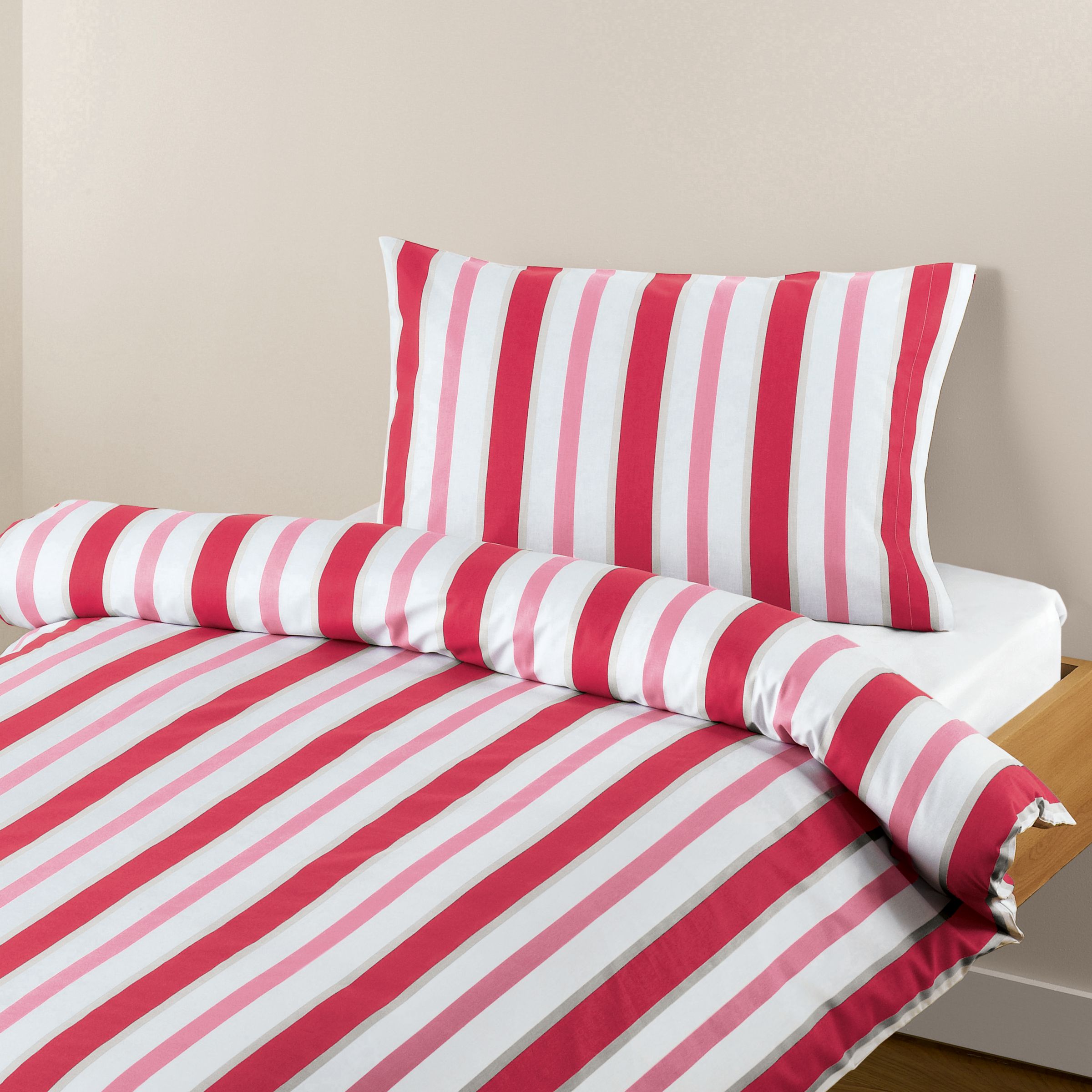 John Lewis Bold Stripe Duvet Cover Set, Pink,