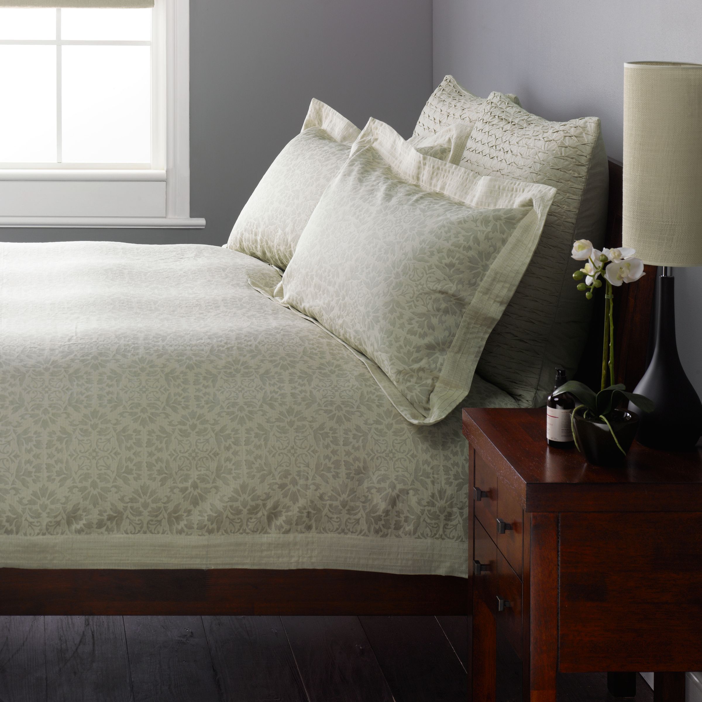 Damask Jacquard Duvet Cover, Natural,