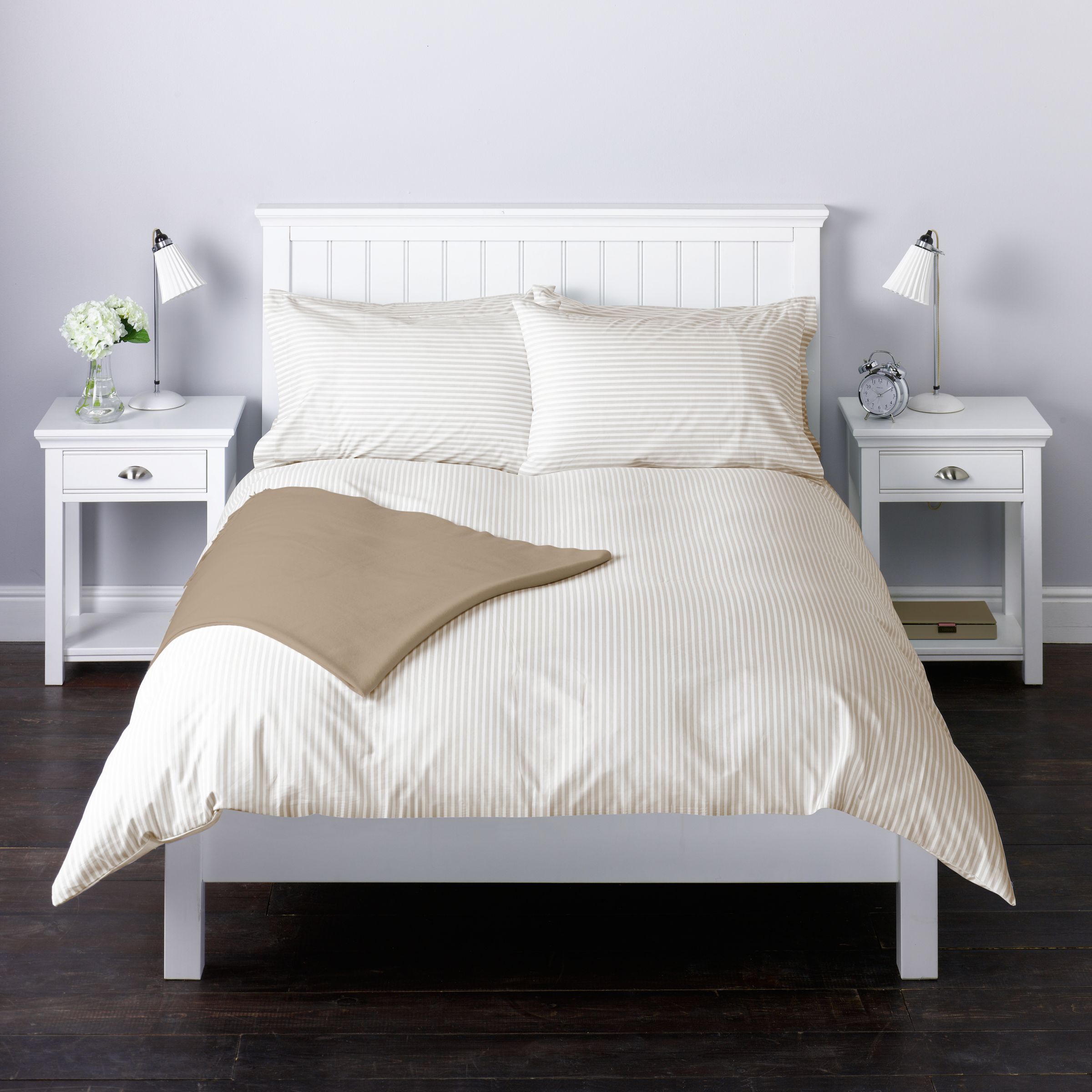 John Lewis Hampton Stripe Duvet Covers, Beige